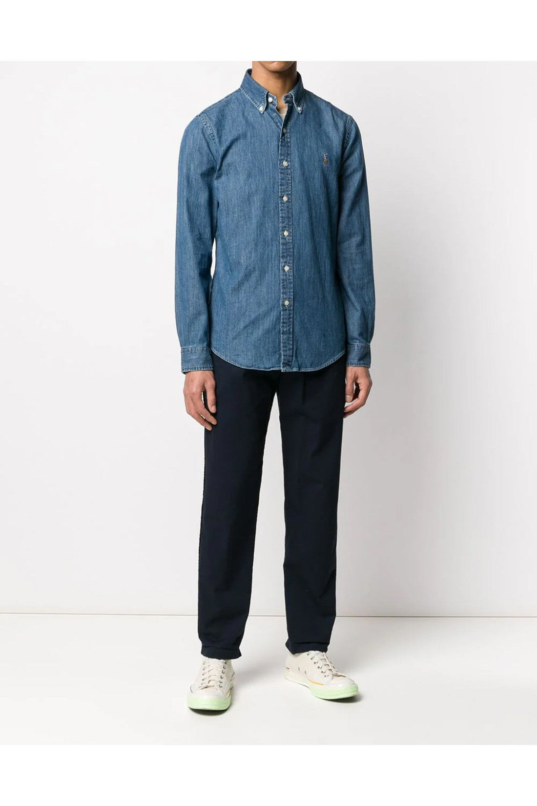 Polo Ralph Lauren-OUTLET-SALE-Slim Fit Pony Logo Denim Shirt-ARCHIVIST