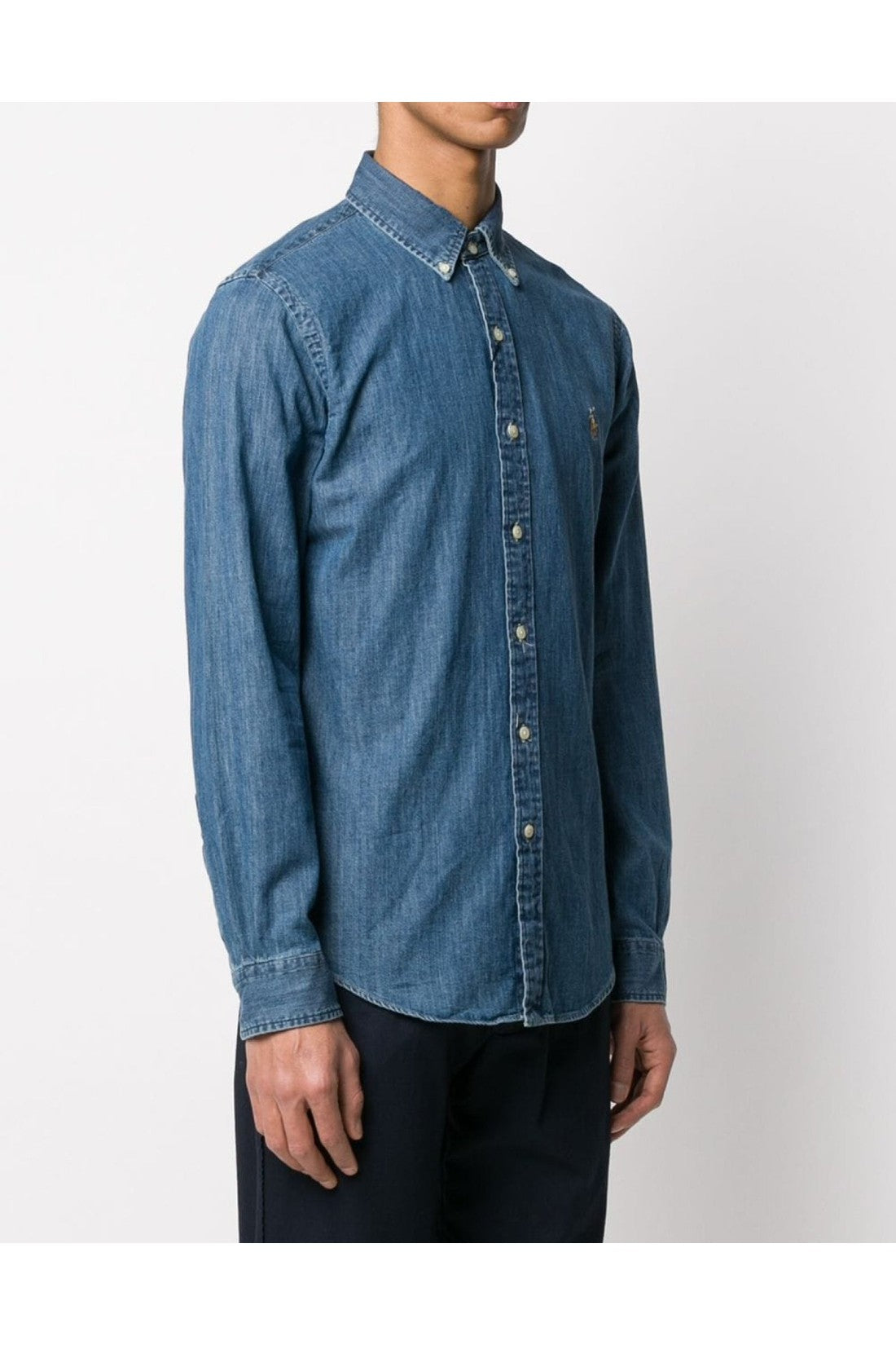 Polo Ralph Lauren-OUTLET-SALE-Slim Fit Pony Logo Denim Shirt-ARCHIVIST