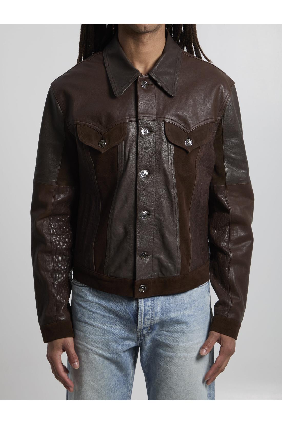 Slim-fit leather blouson-Slim-fit leather blouson-Versace-OUTLET-48-BRAUN-ARCHIVIST-ARCHIVE-SALE
