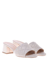 Slipper in cream quilted leather