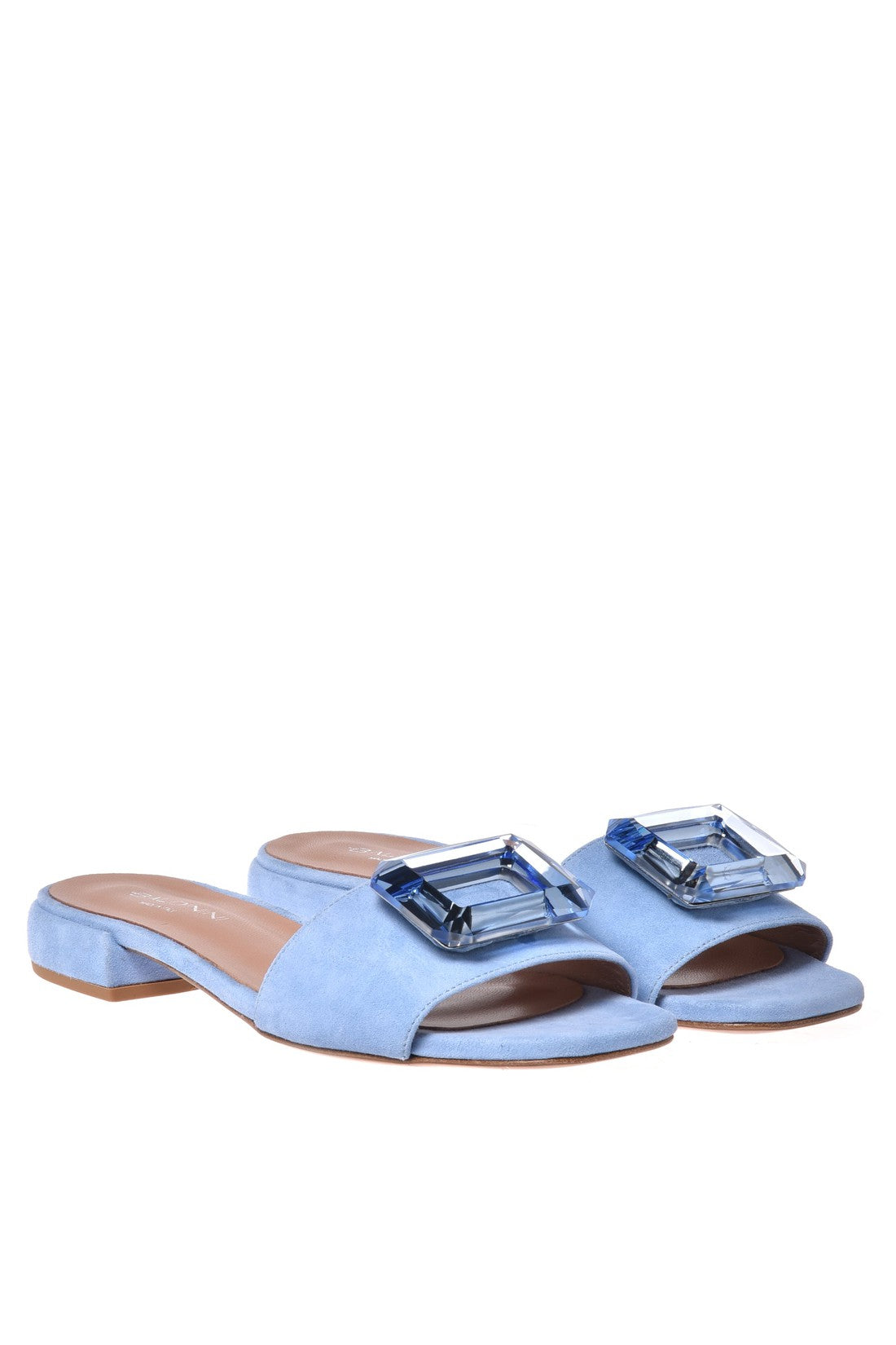 Slipper in light blue suede