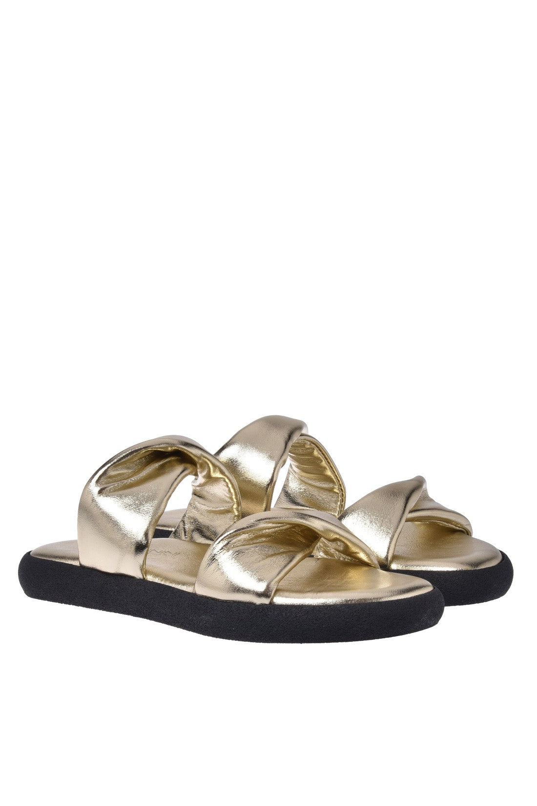 Slipper in platinum laminated nappa leather