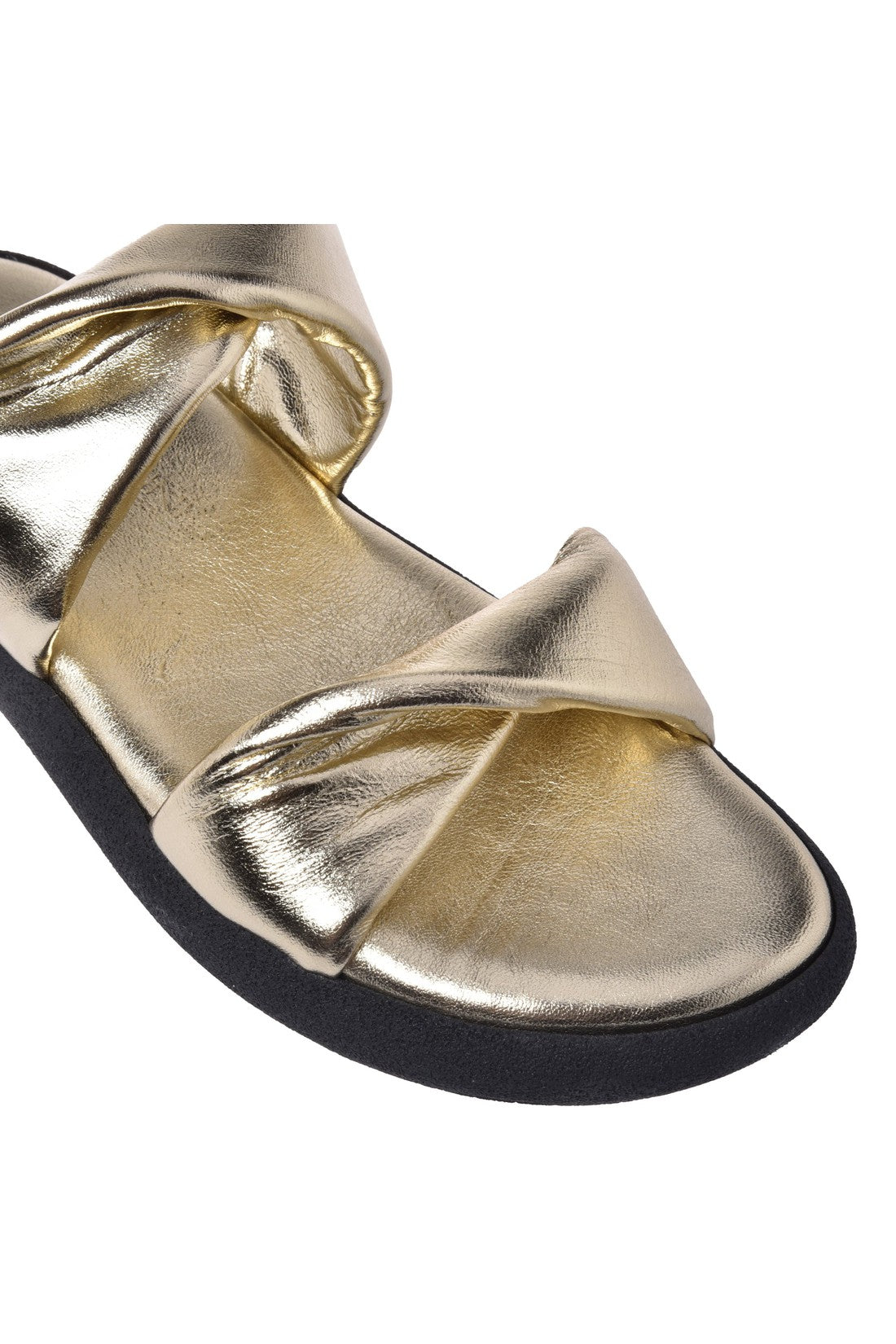 Slipper in platinum laminated nappa leather