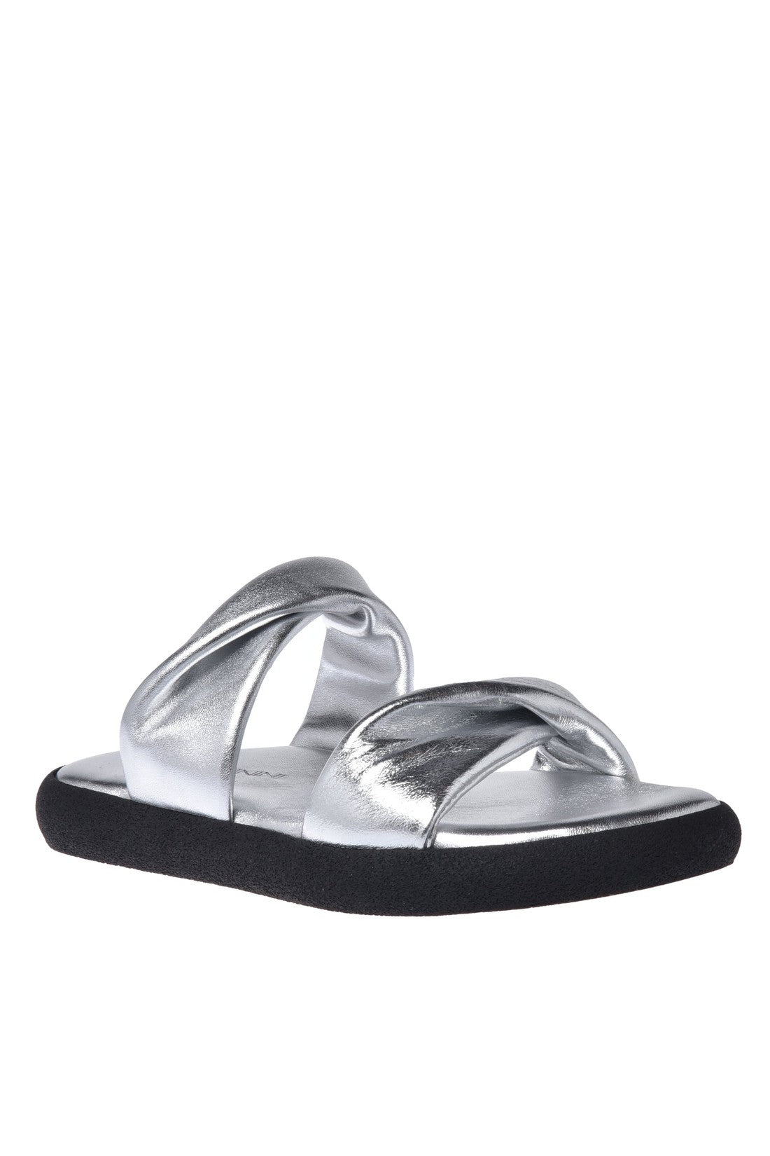 Slipper in silver laminated nappa leather