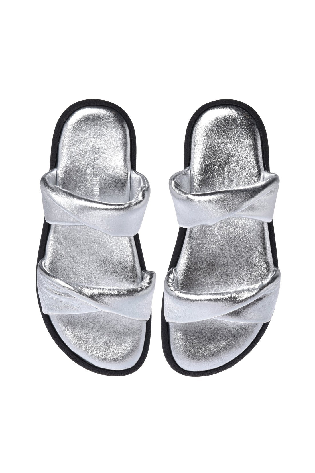 Slipper in silver laminated nappa leather