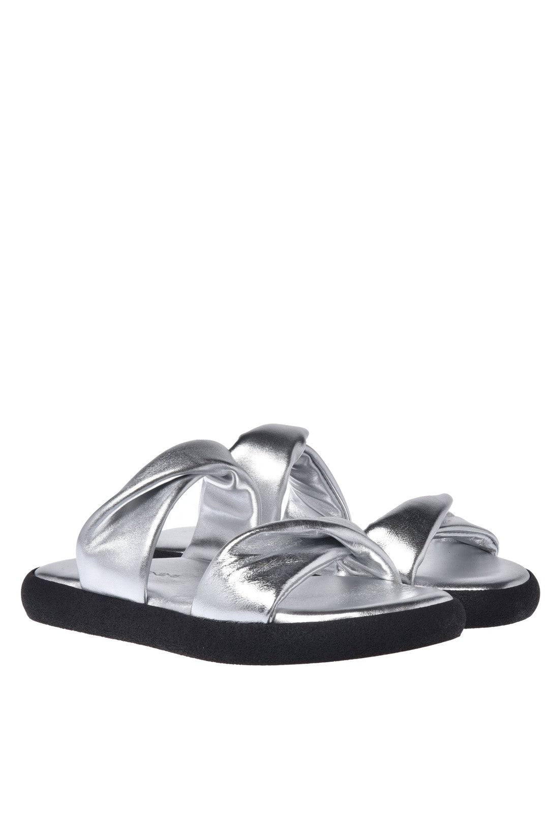 Slipper in silver laminated nappa leather