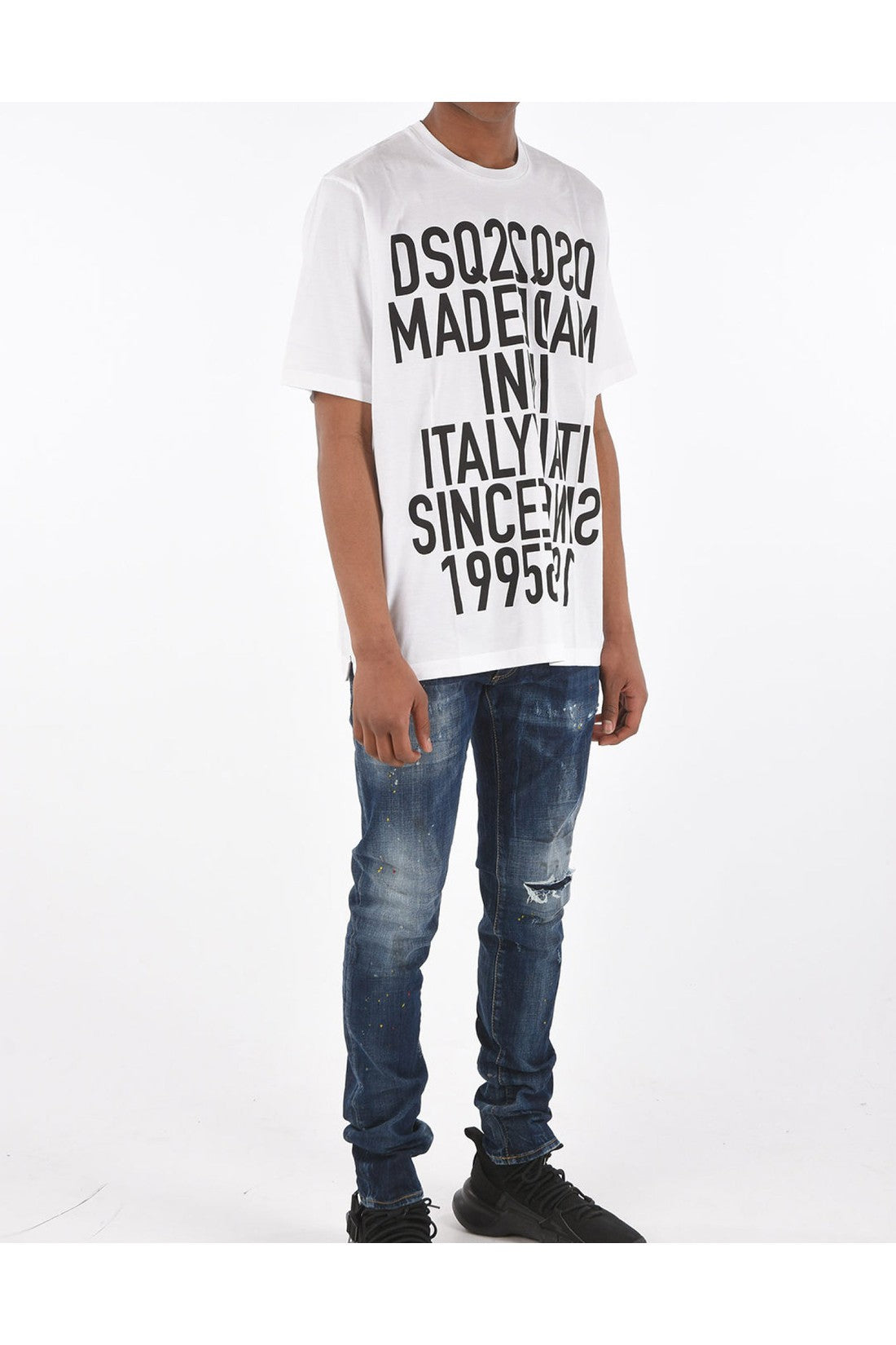 Dsquared2-OUTLET-SALE-Slouch Fit Reverse Print Logo T-Shirt-ARCHIVIST