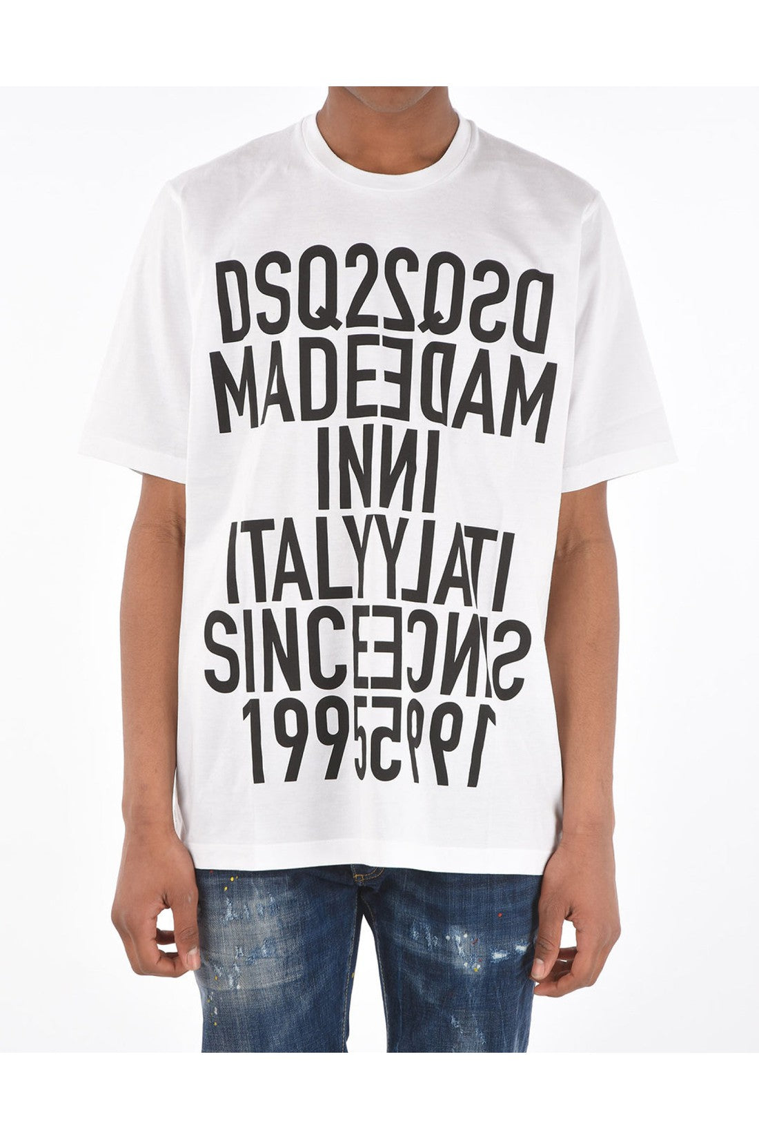 Dsquared2-OUTLET-SALE-Slouch Fit Reverse Print Logo T-Shirt-ARCHIVIST