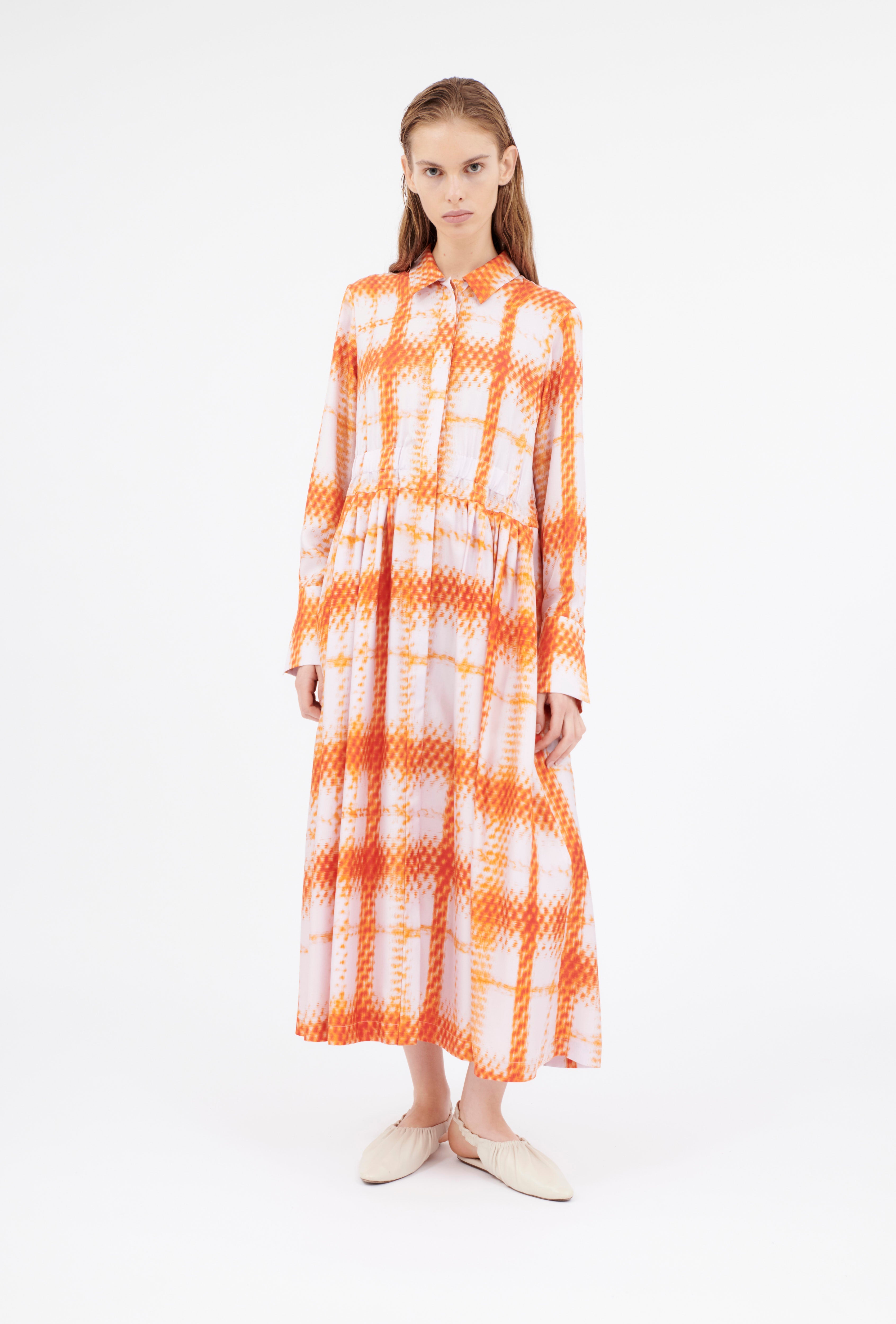 Odeeh-Small Painted Check Kleid, Papaya-Kleider & Röcke-Black-Deal-Outlet-by-ARCHIVIST