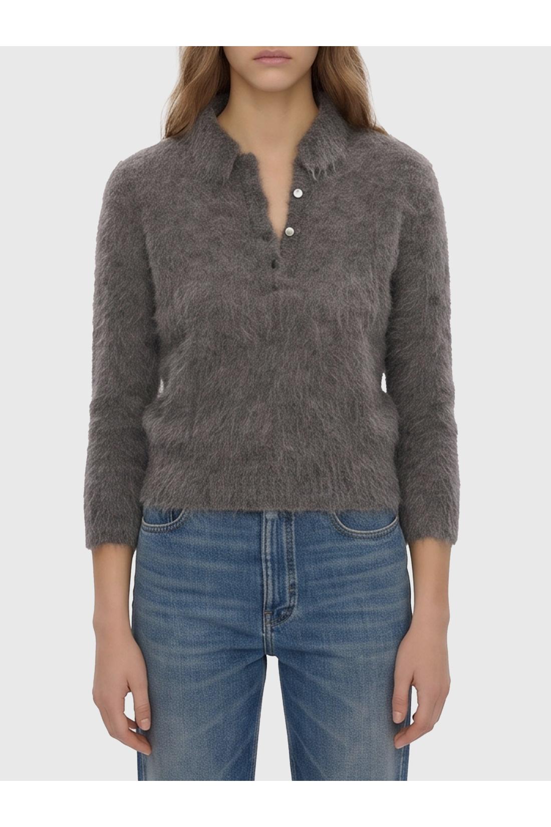 Chloé-OUTLET-SALE-Smoky Grey polo-style pullover-ARCHIVIST