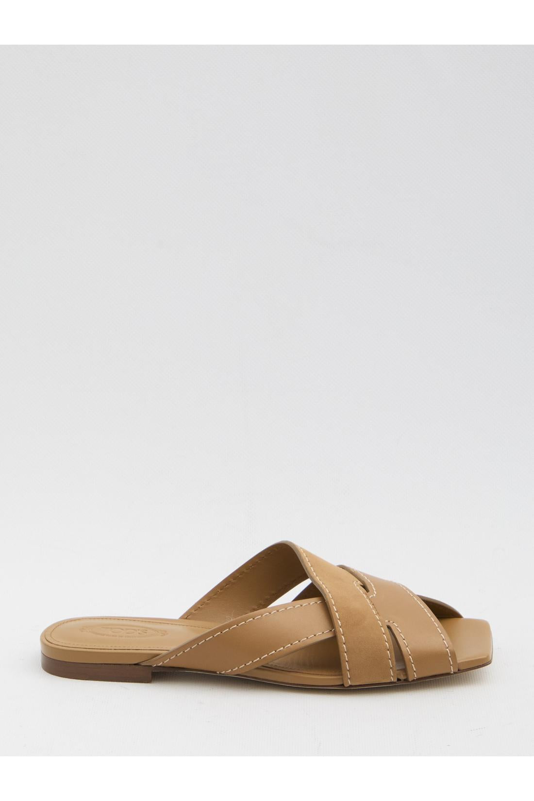 Tod'S-OUTLET-SALE-Smooth and suede leather slides-ARCHIVIST