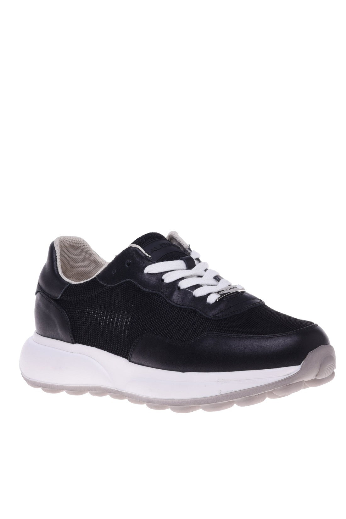 Sneaker in black calfskin and fabric