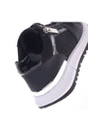 Sneaker in black nappa leather and fabric