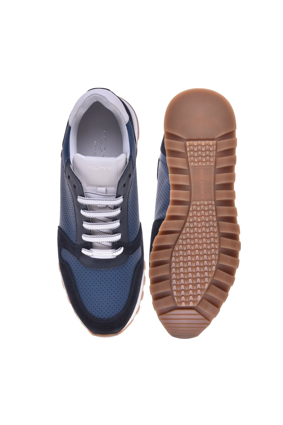 Sneaker in blue suede and calfskin