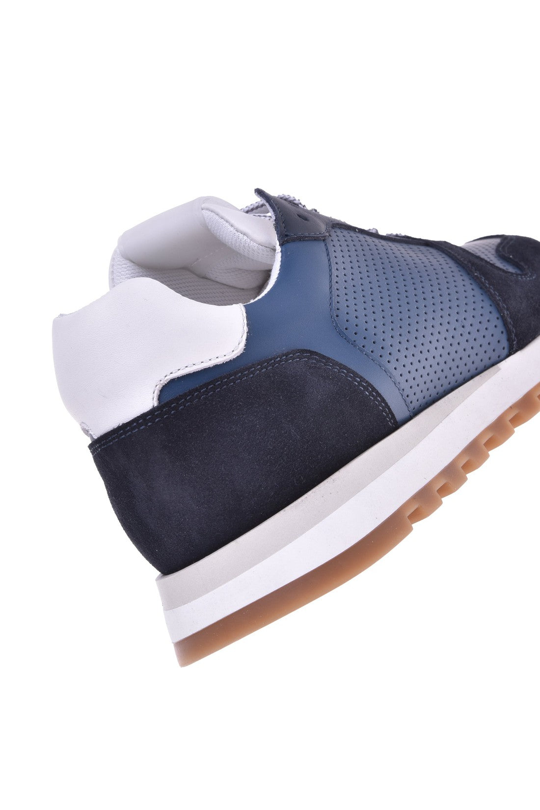 Sneaker in blue suede and calfskin