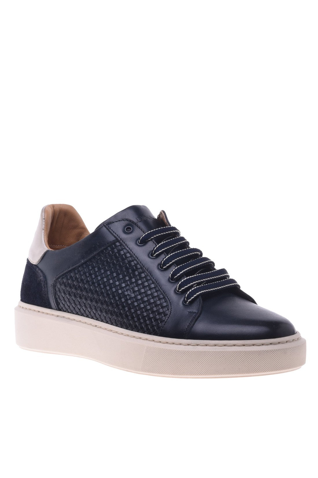 Sneaker in blue woven leather