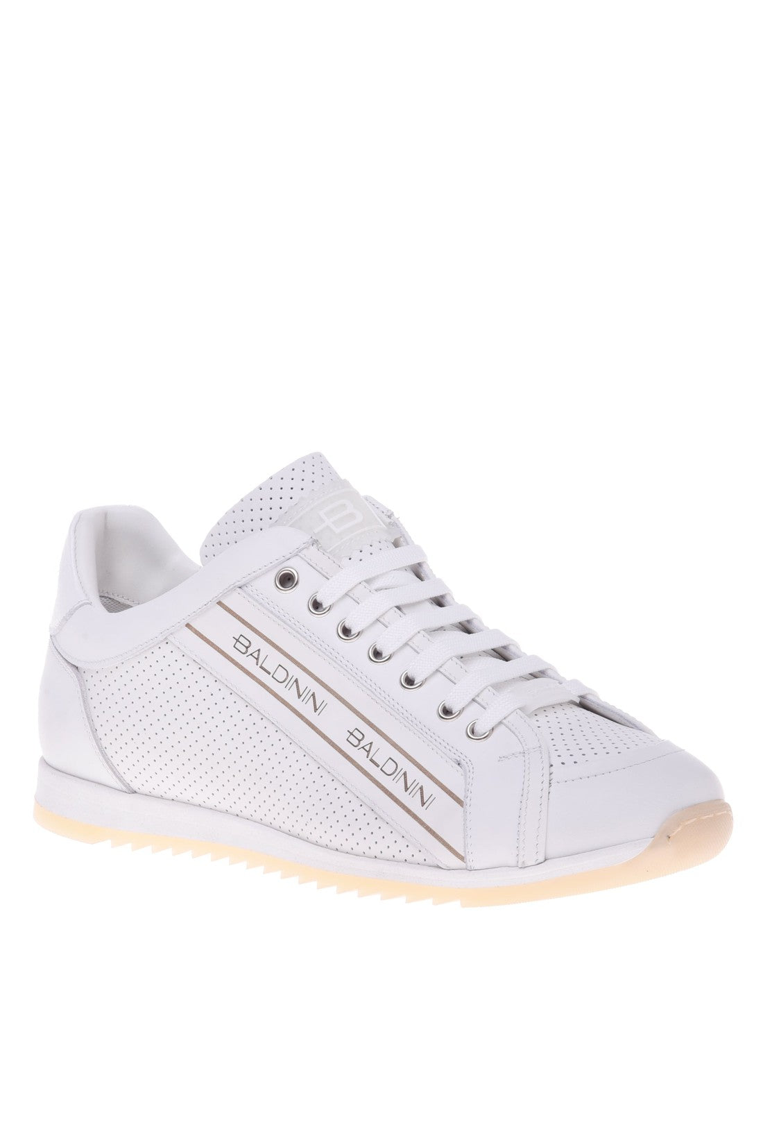 Sneaker in white perforated calfskin