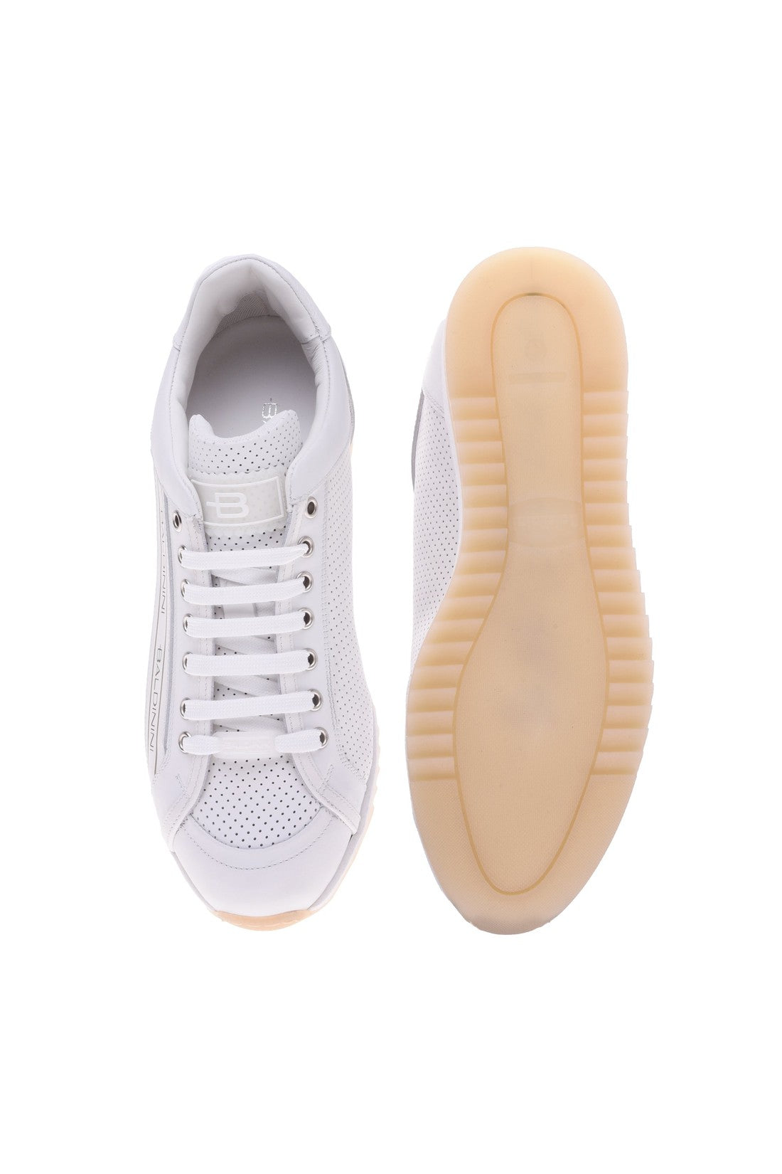 Sneaker in white perforated calfskin