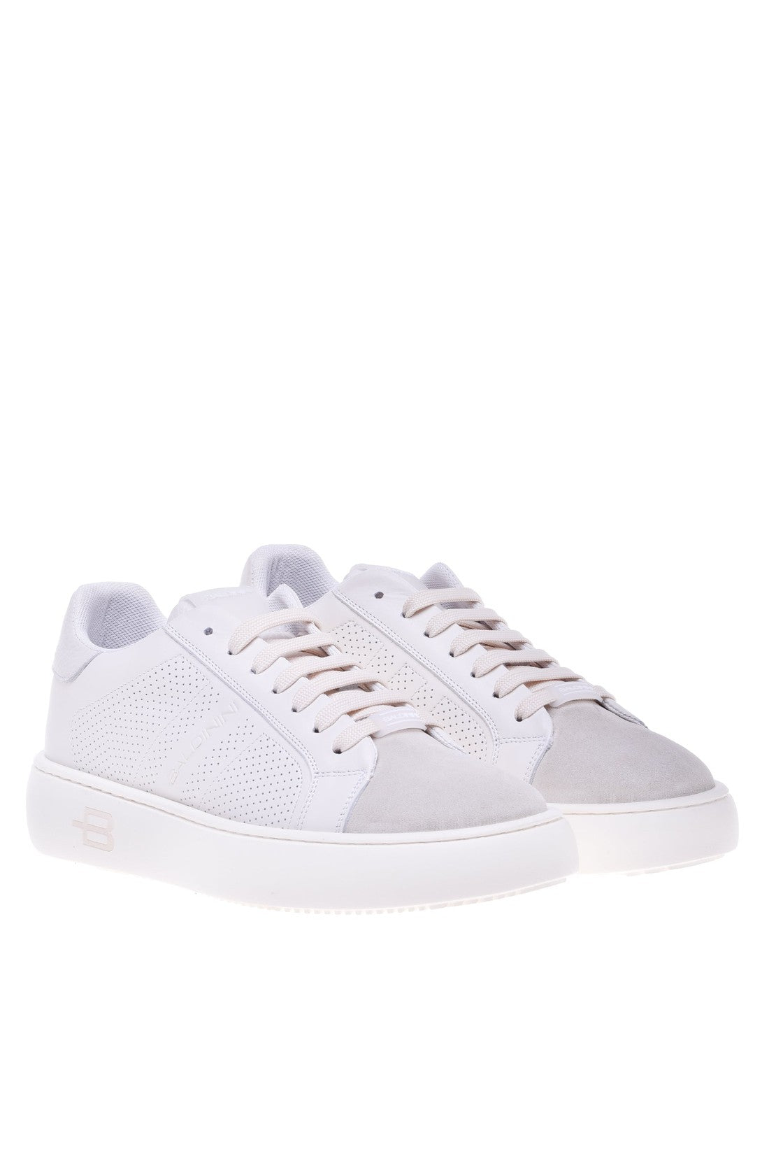 Sneaker in white suede and calfskin