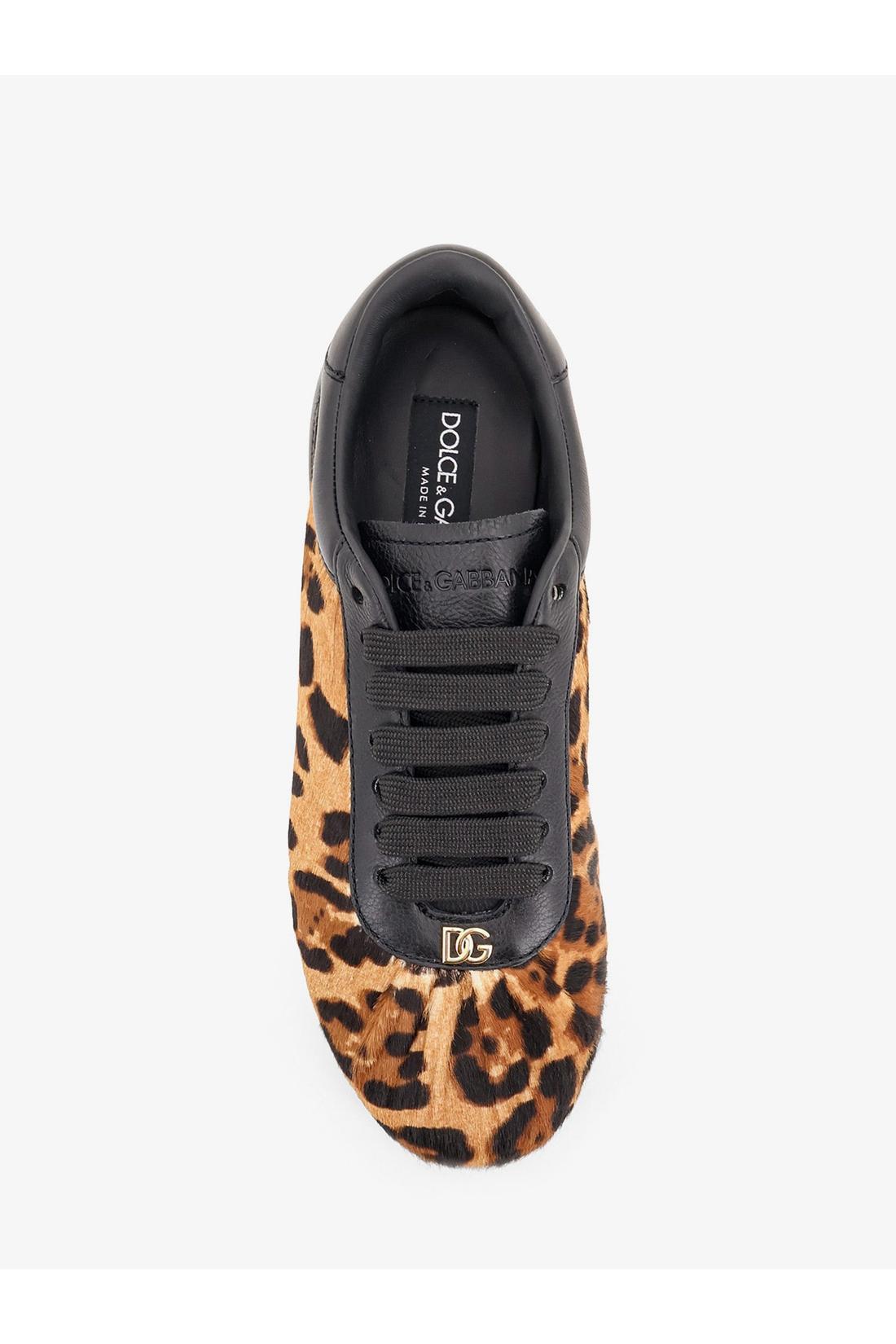 Dolce & Gabbana-OUTLET-SALE-Sneakers Ballet in pony hair leopard print-ARCHIVIST