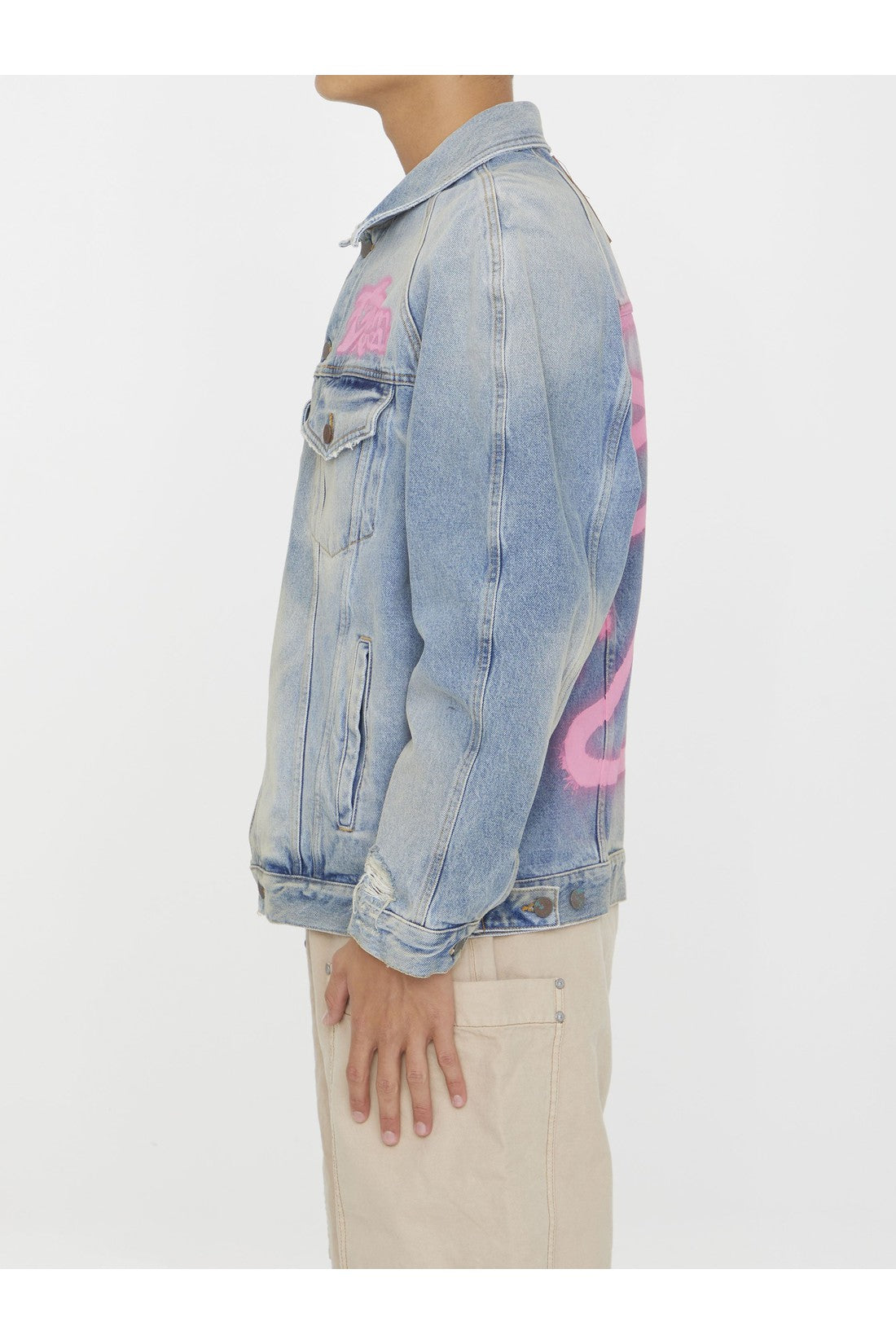 PALM ANGELS-OUTLET-SALE-Spray "Hunter" denim jacket-ARCHIVIST