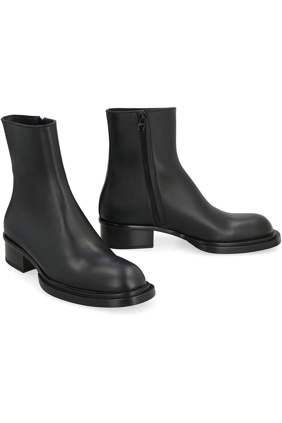 Alexander McQueen-OUTLET-SALE-Stack leather ankle boots-ARCHIVIST