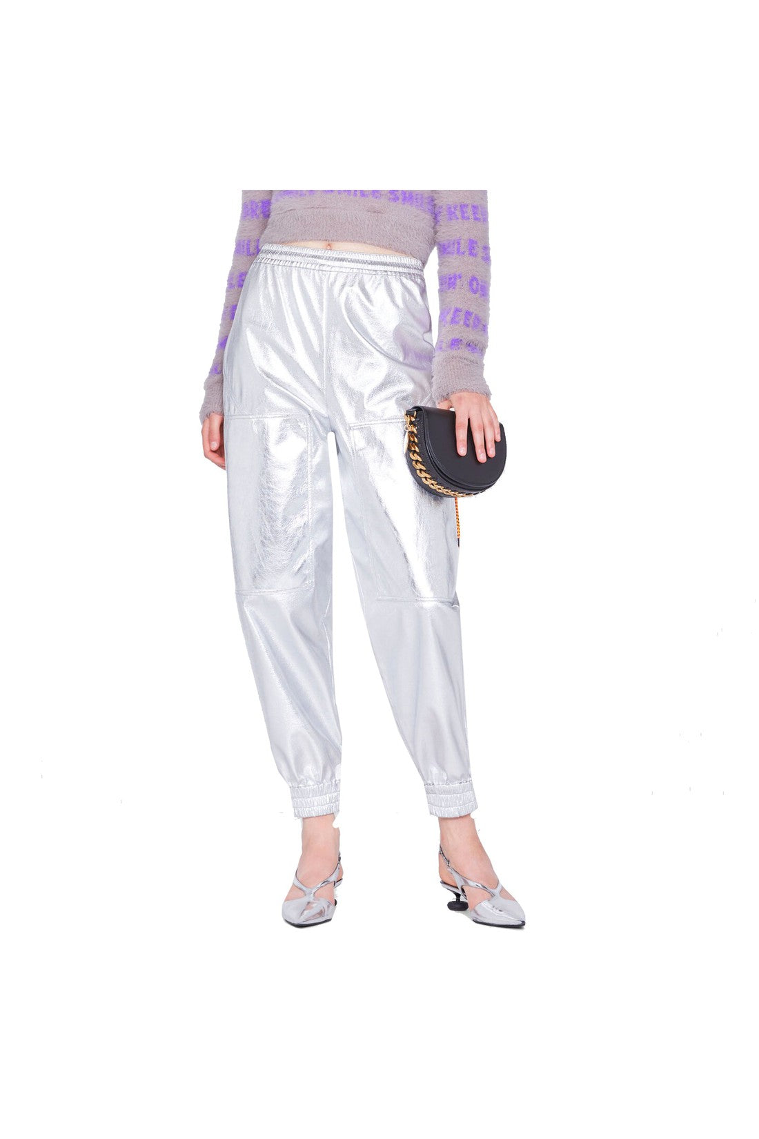 STELLA MCCARTNEY-OUTLET-SALE-Stella Mccartney Silver Coated Trousers-ARCHIVIST