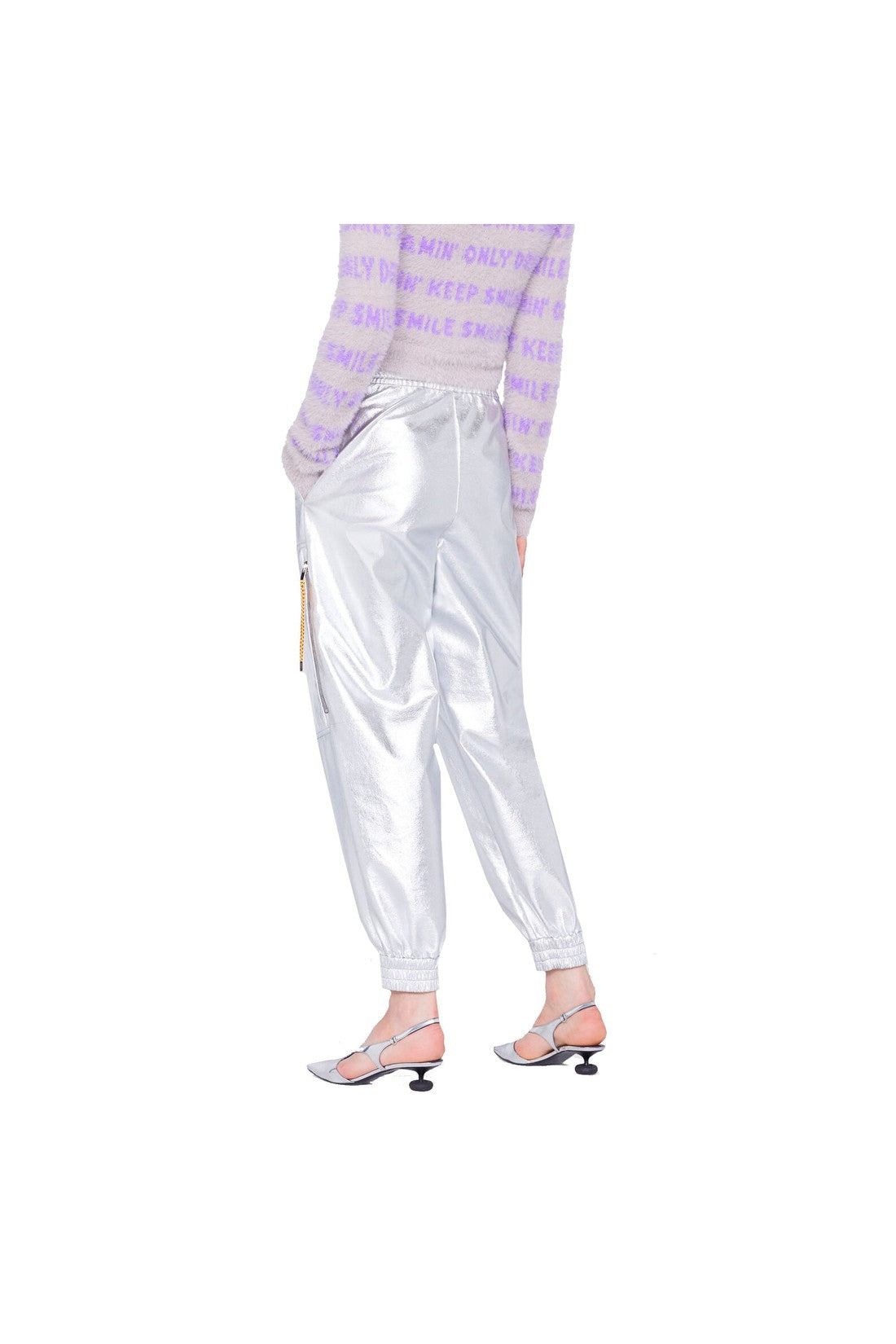 STELLA MCCARTNEY-OUTLET-SALE-Stella Mccartney Silver Coated Trousers-ARCHIVIST