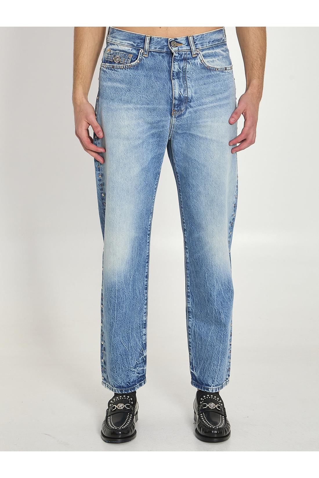 Versace-OUTLET-SALE-Stone-wash jeans with studs-ARCHIVIST