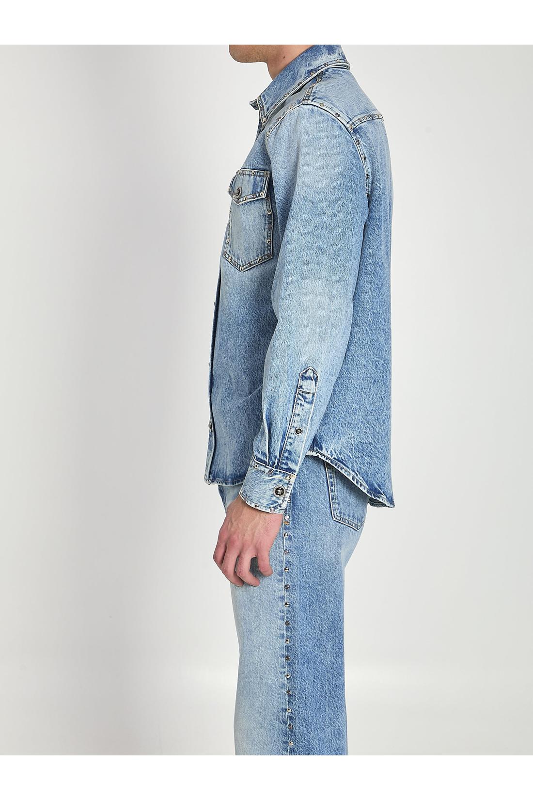 Versace-OUTLET-SALE-Stone-wash overshirt with studs-ARCHIVIST