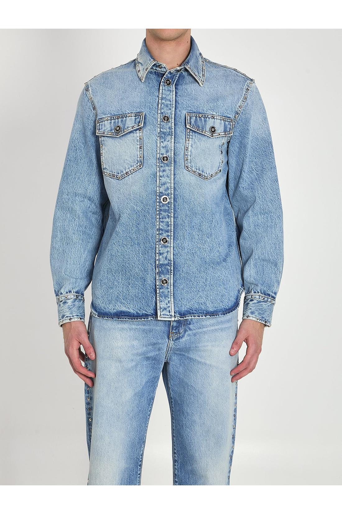 Versace-OUTLET-SALE-Stone-wash overshirt with studs-ARCHIVIST