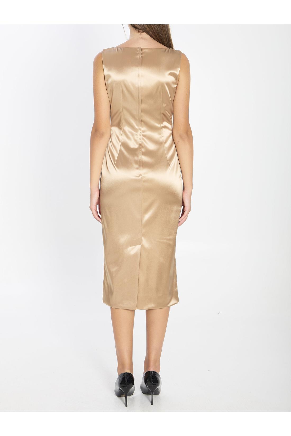 Dolce & Gabbana-OUTLET-SALE-Stretch satin midi dress-ARCHIVIST