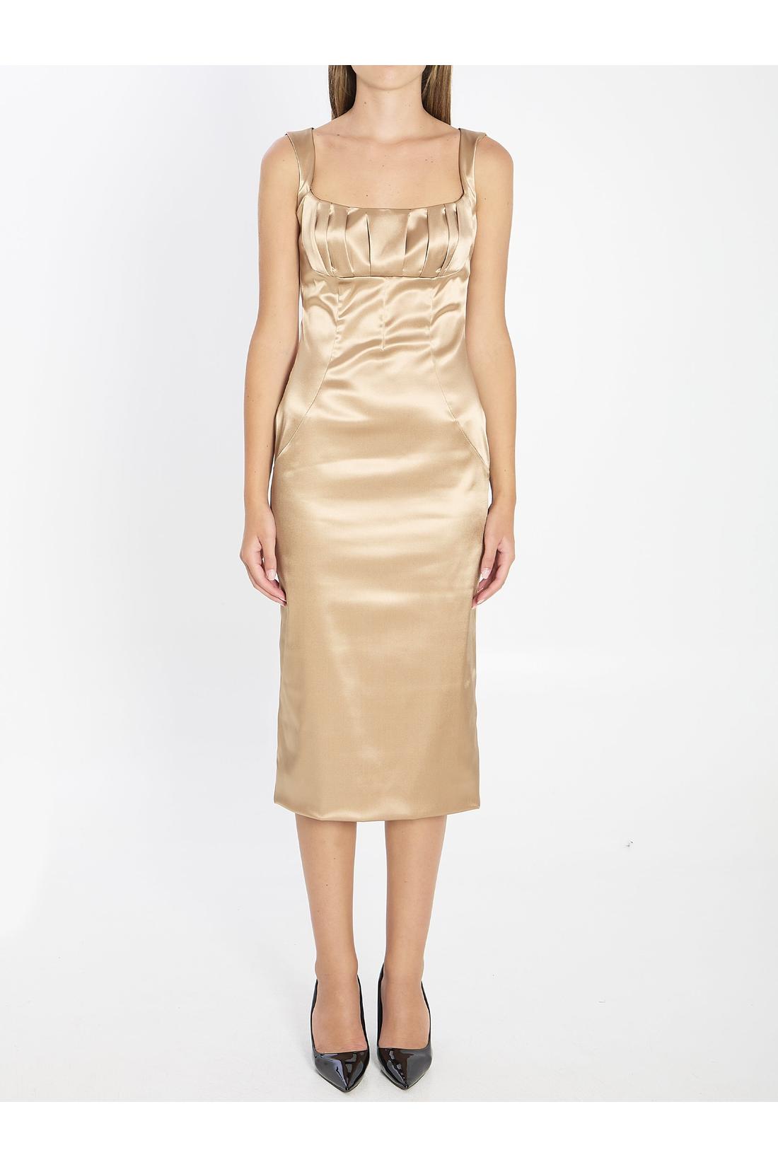 Dolce & Gabbana-OUTLET-SALE-Stretch satin midi dress-ARCHIVIST