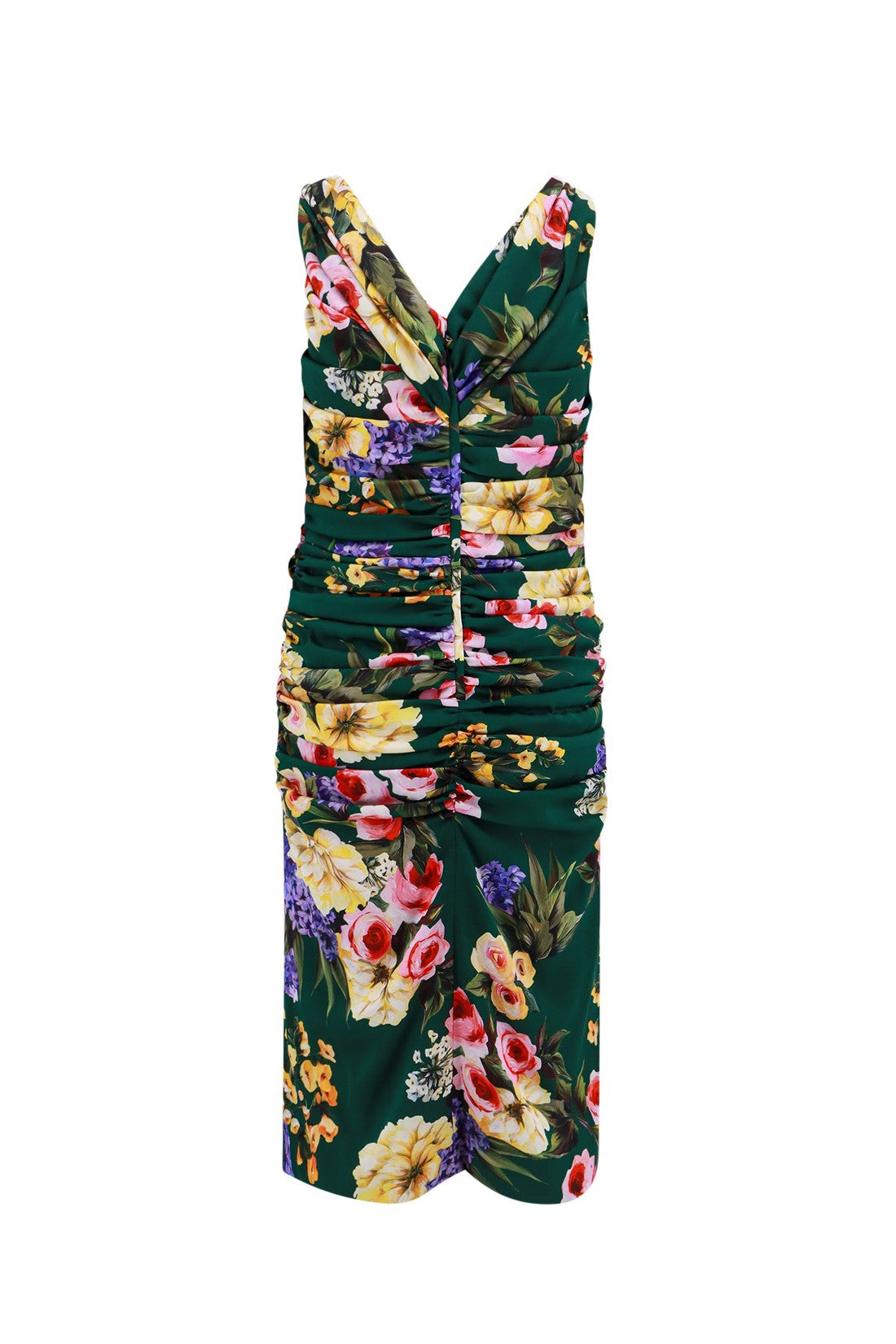 DOLCE & GABBANA-OUTLET-SALE-Stretch silk dress with floral print-ARCHIVIST