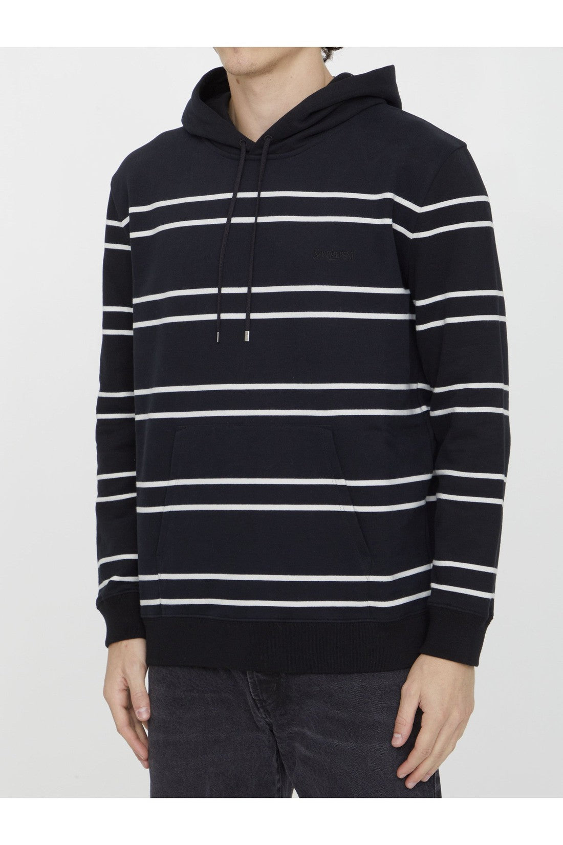 SAINT LAURENT-OUTLET-SALE-Striped cotton hoodie-ARCHIVIST