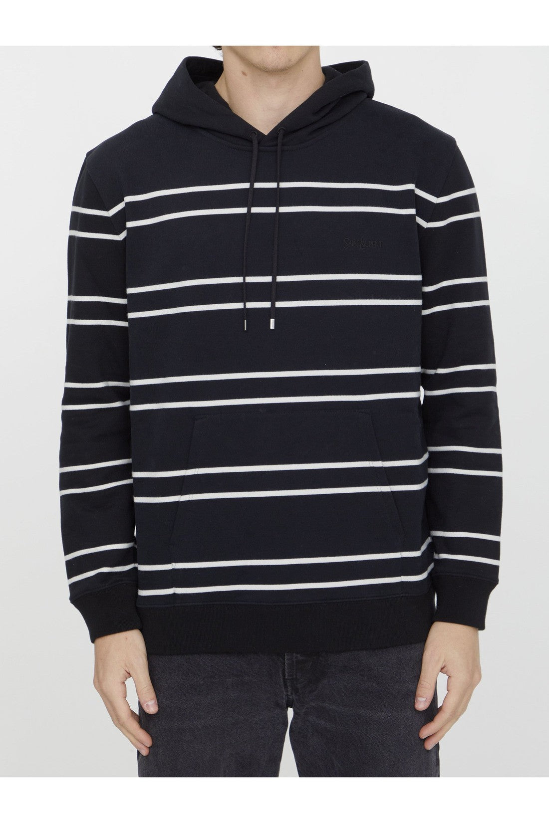 SAINT LAURENT-OUTLET-SALE-Striped cotton hoodie-ARCHIVIST