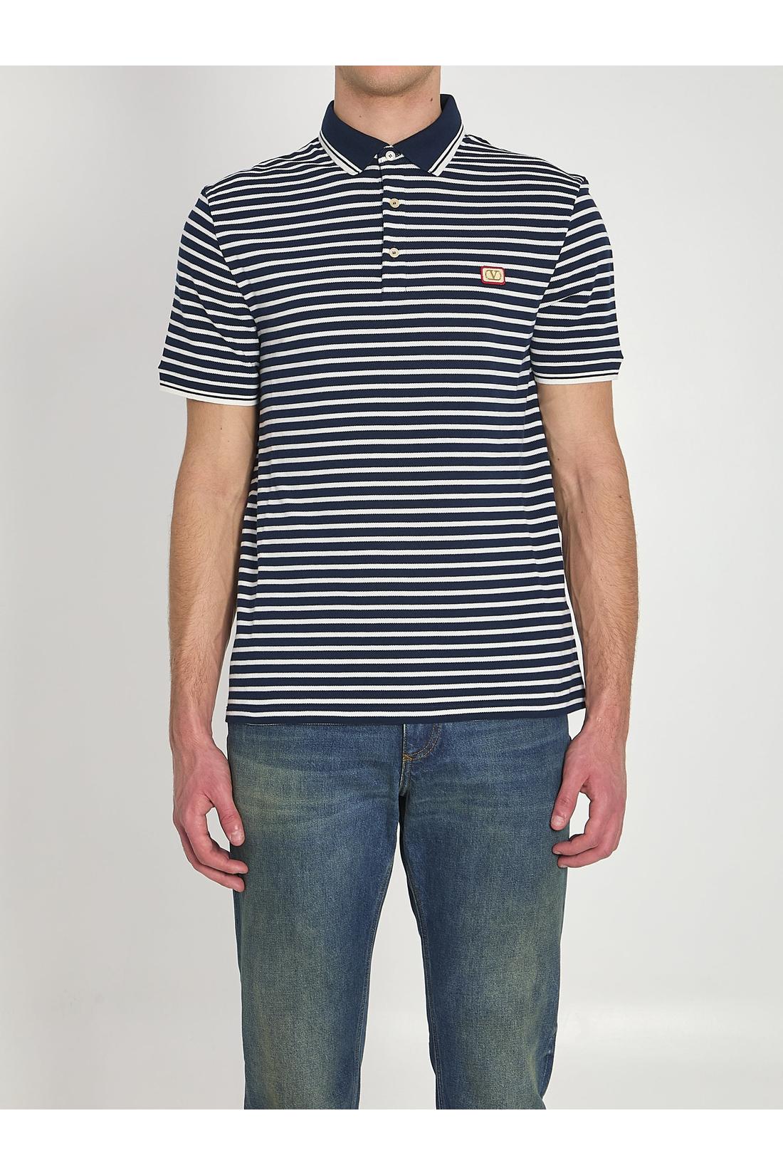 Valentino Garavani-OUTLET-SALE-Striped pique polo shirt-ARCHIVIST