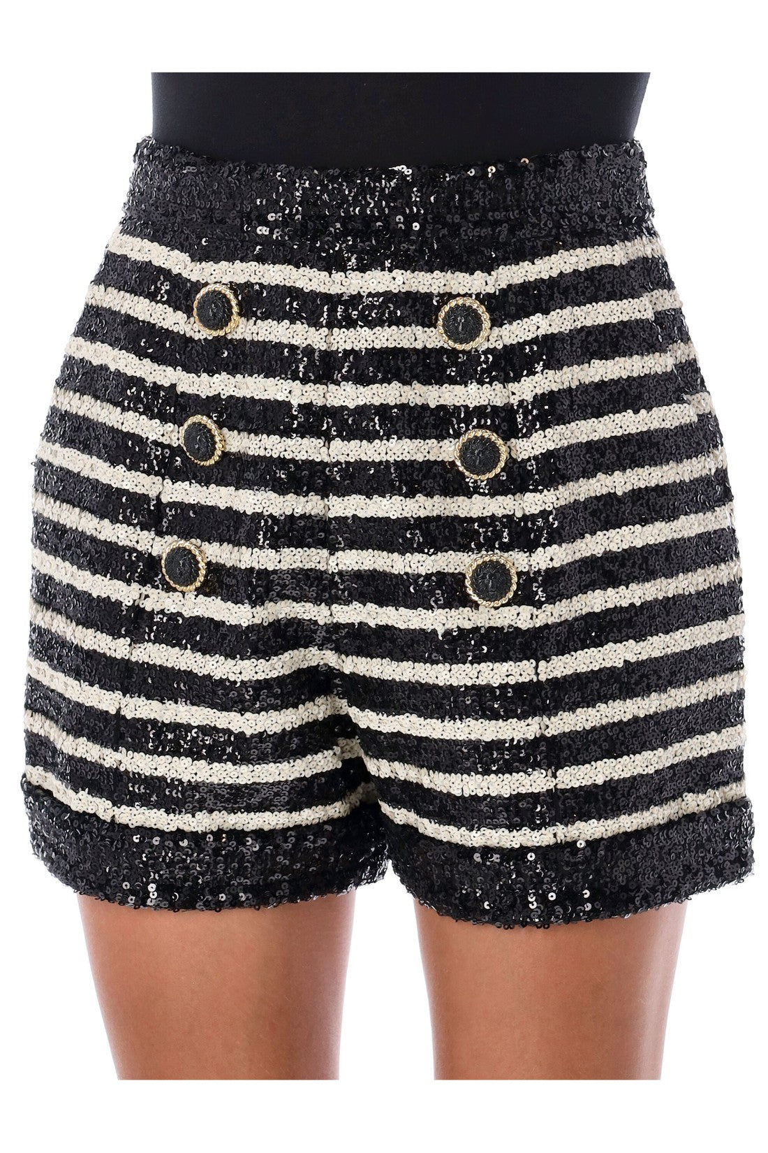 BALMAIN-OUTLET-SALE-Stripes sequin short-ARCHIVIST