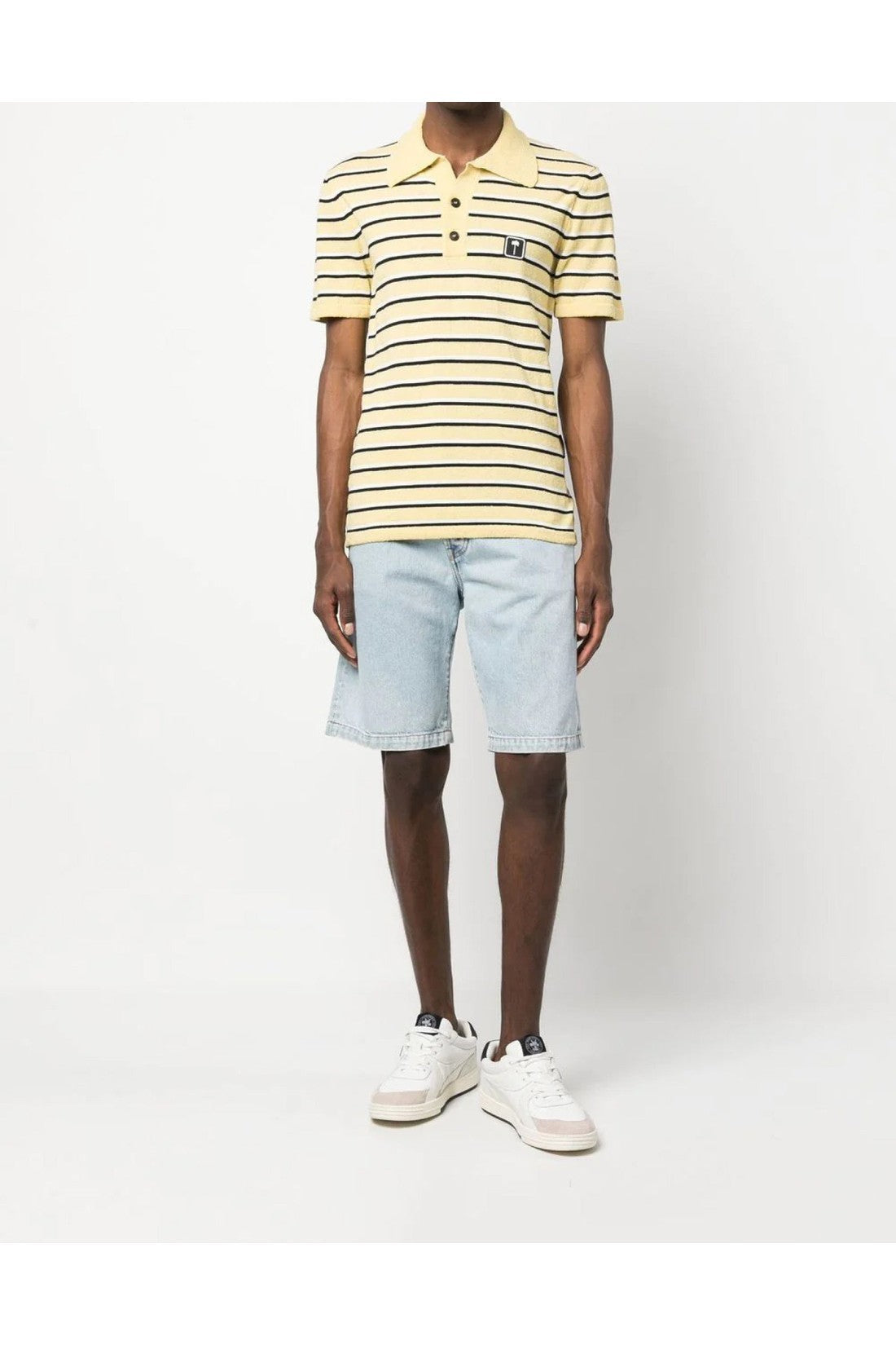 Palm Angels-OUTLET-SALE-Stripy Terry Knitted Logo Polo Shirt-ARCHIVIST