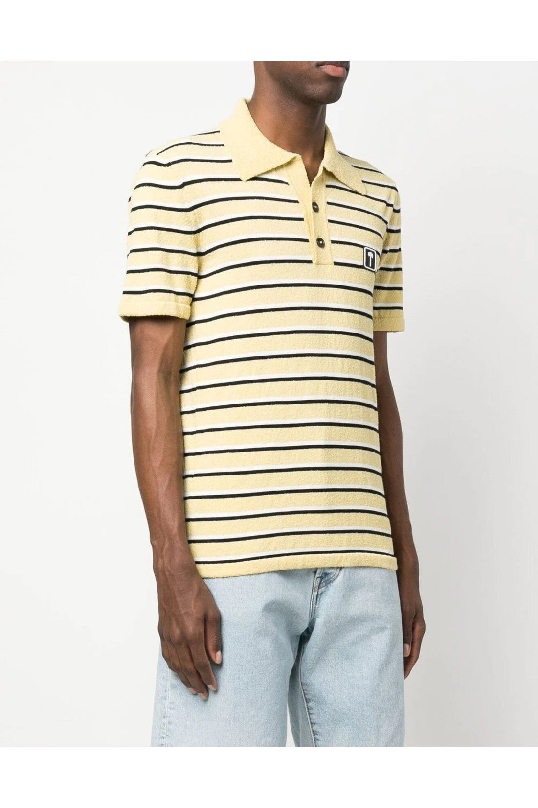 Palm Angels-OUTLET-SALE-Stripy Terry Knitted Logo Polo Shirt-ARCHIVIST