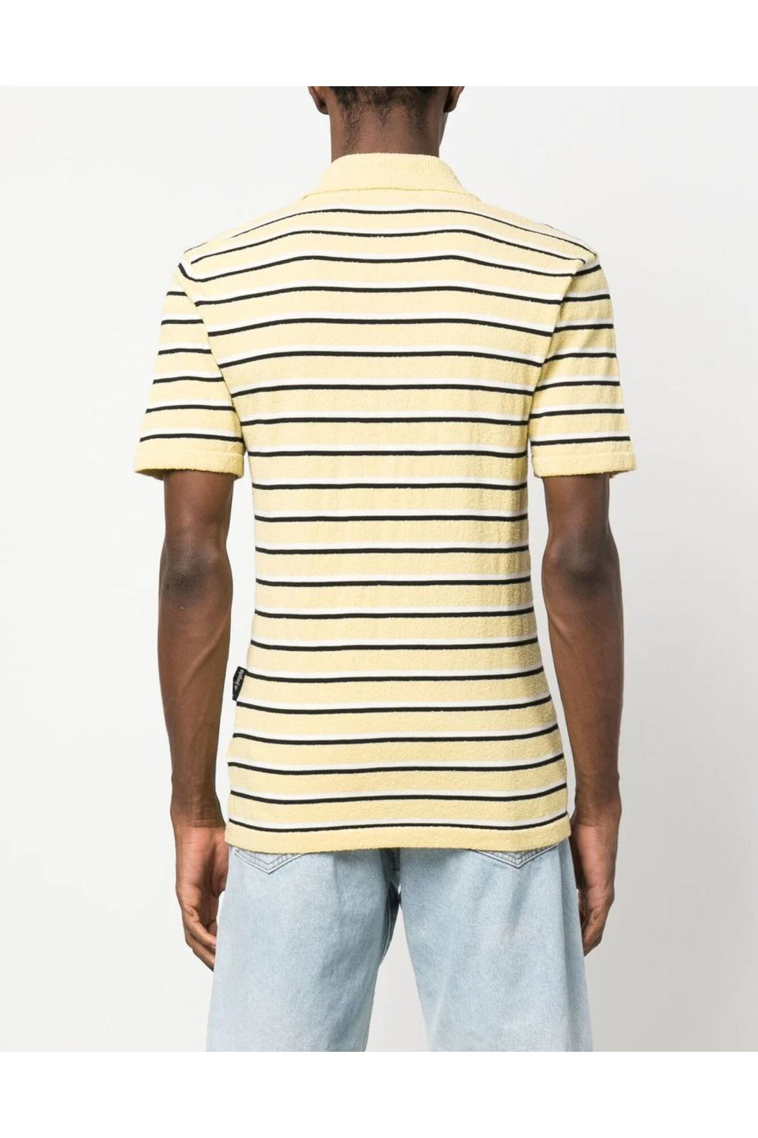 Palm Angels-OUTLET-SALE-Stripy Terry Knitted Logo Polo Shirt-ARCHIVIST