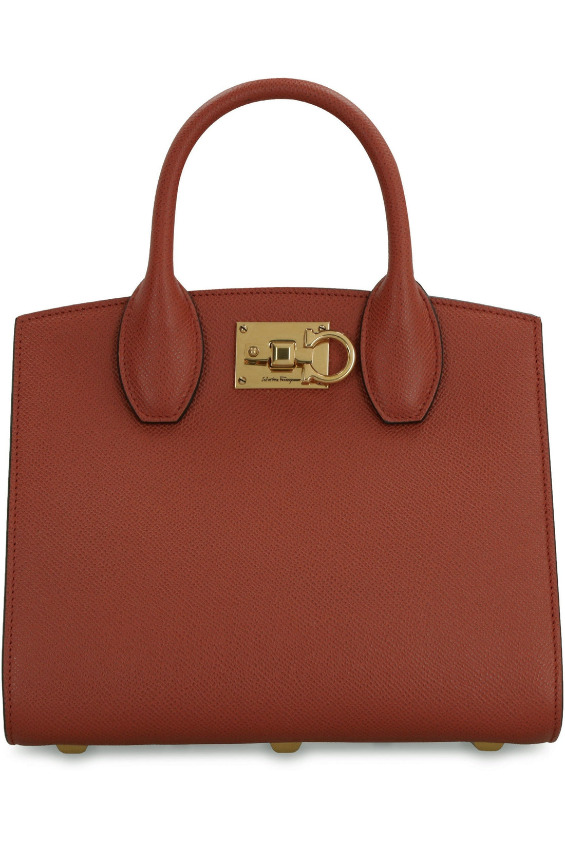 FERRAGAMO-OUTLET-SALE-Studio Box leather handbag-ARCHIVIST
