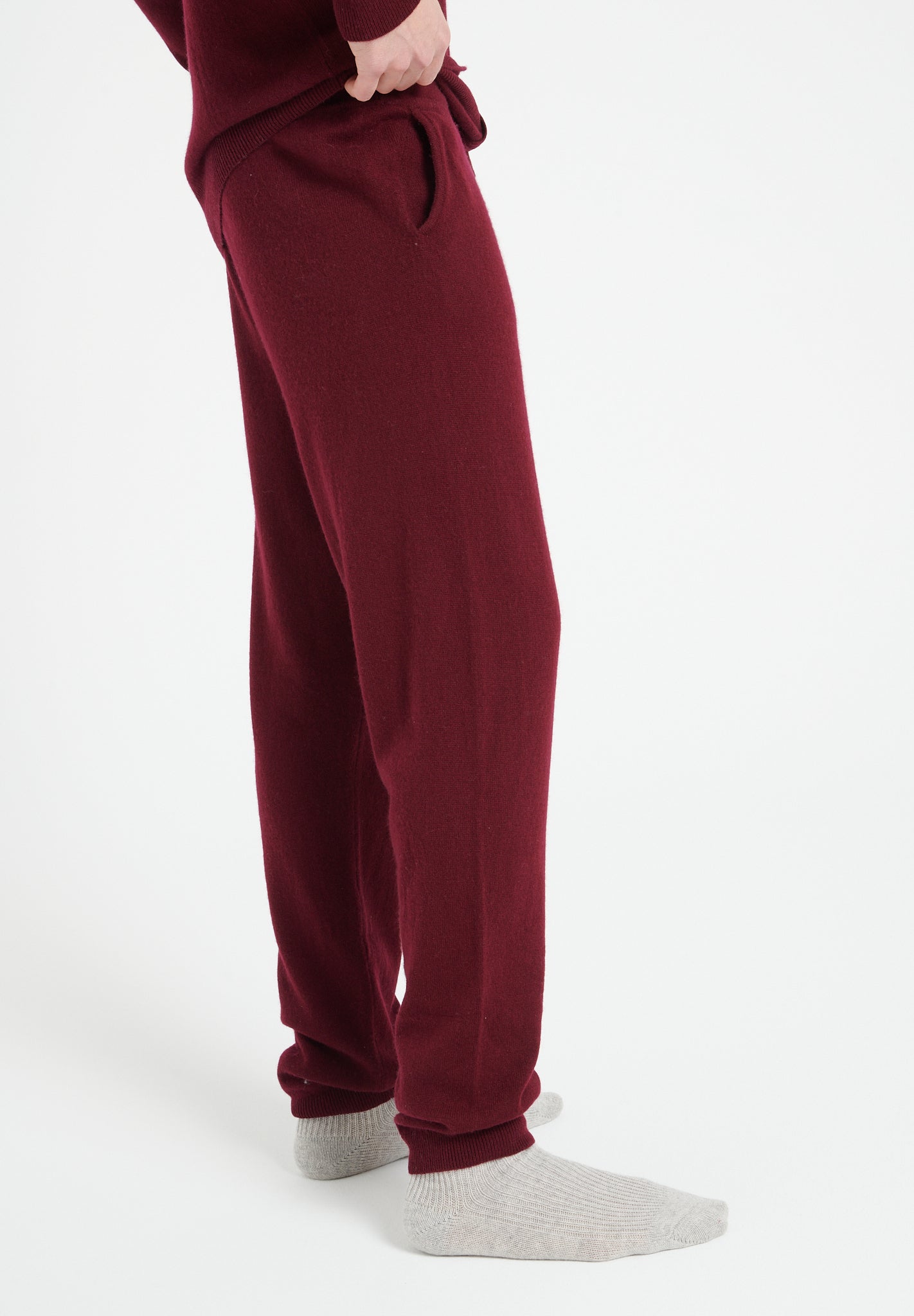 LUKE 7 Pantalon de survêtement en cachemire rouge bordeaux