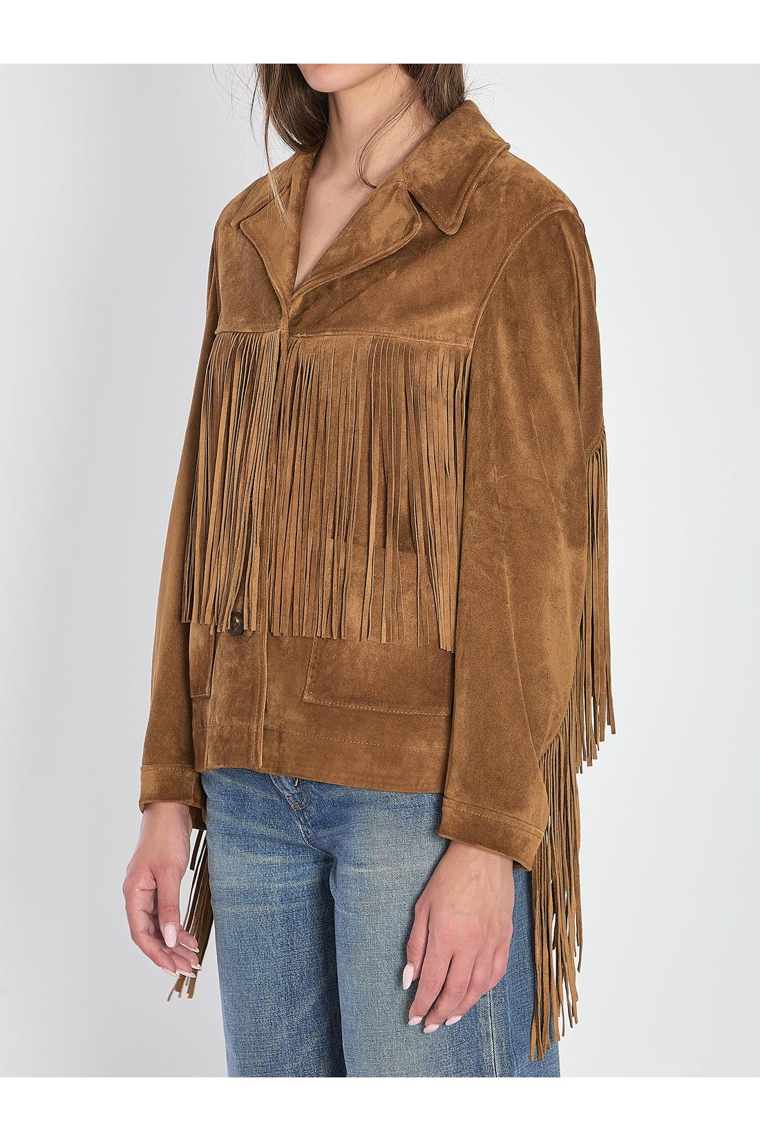 Golden Goose-OUTLET-SALE-Suede jacket with fringe-ARCHIVIST