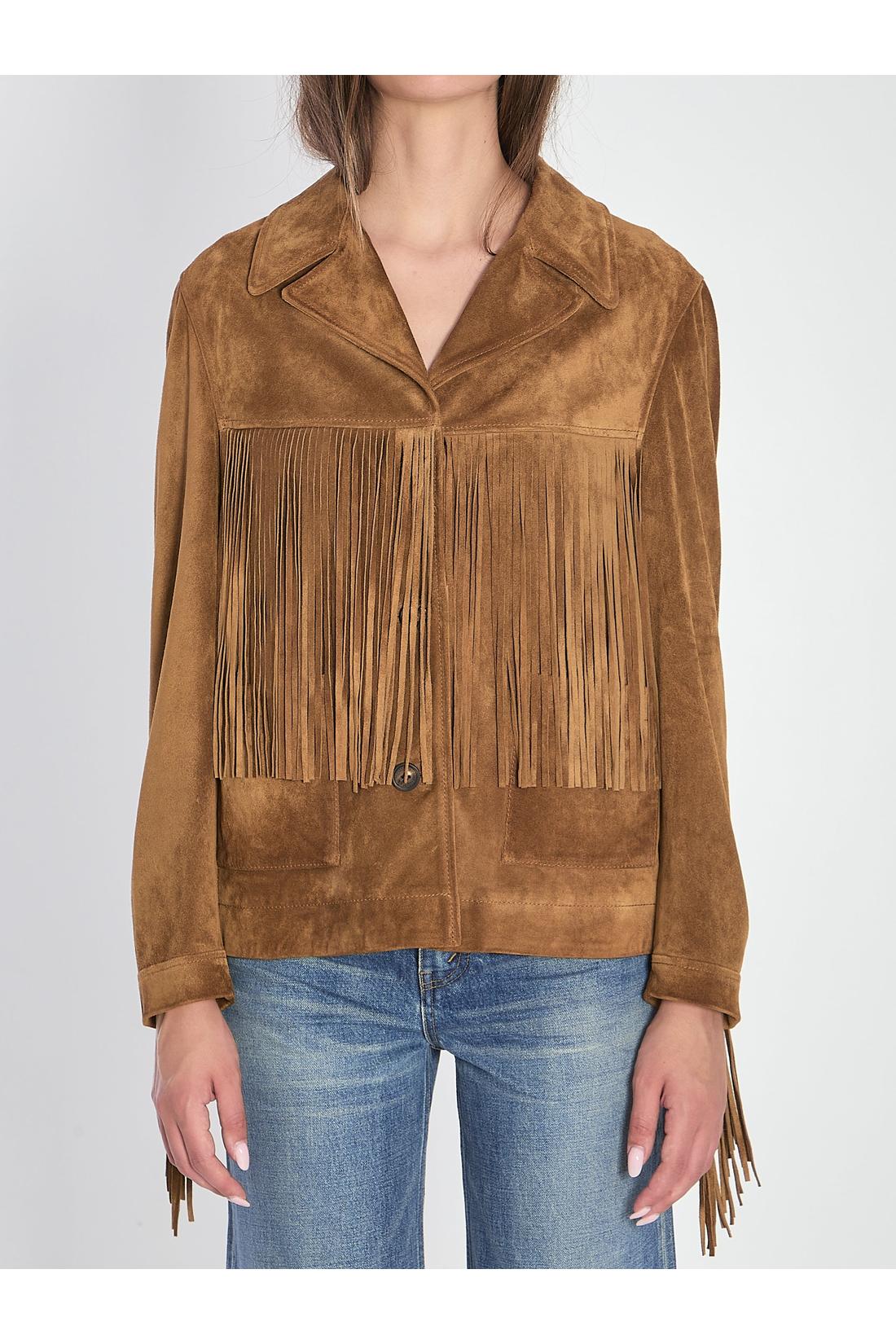 Golden Goose-OUTLET-SALE-Suede jacket with fringe-ARCHIVIST