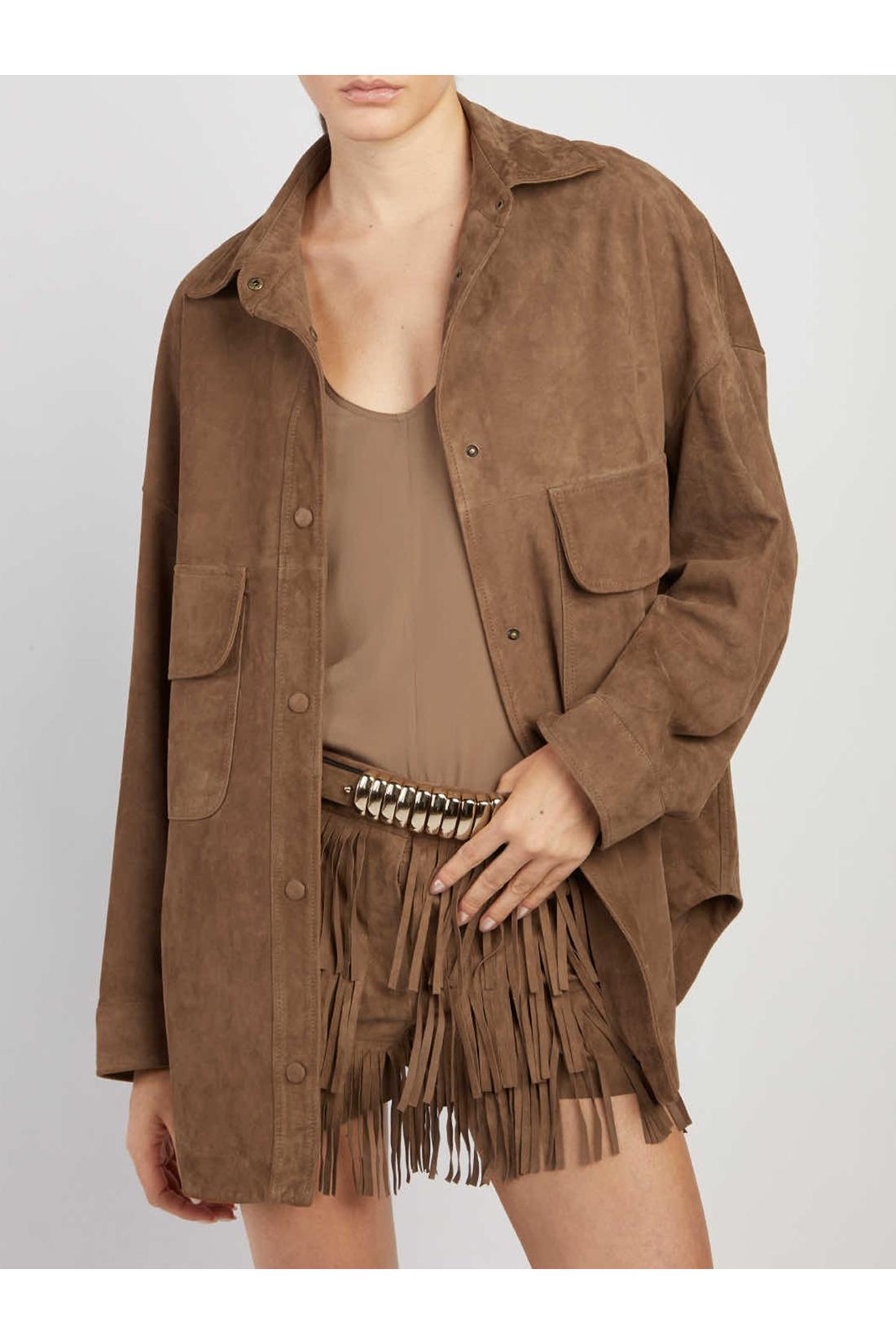 Federica Tosi-OUTLET-SALE-Suede leather overshirt-ARCHIVIST