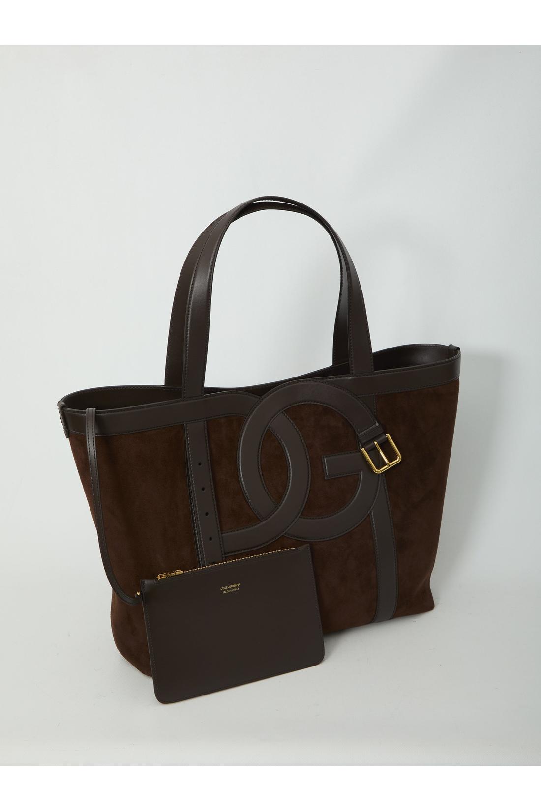 Dolce & Gabbana-OUTLET-SALE-Suede leather shopping bag-ARCHIVIST