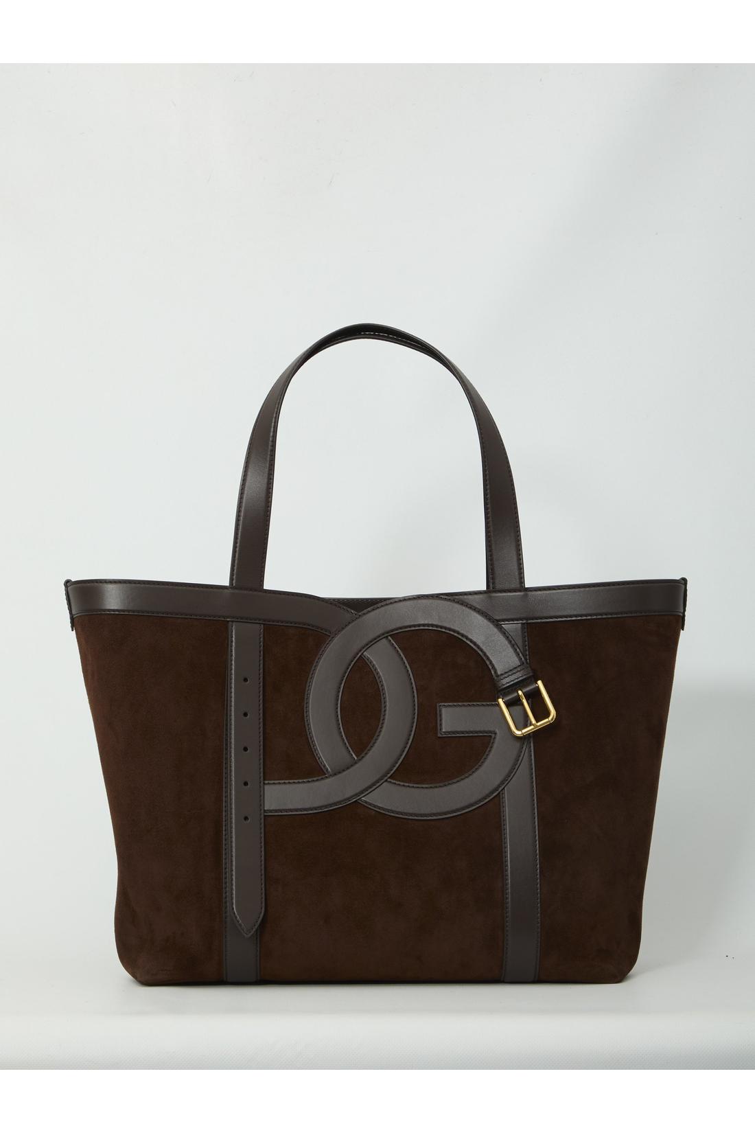 Dolce & Gabbana-OUTLET-SALE-Suede leather shopping bag-ARCHIVIST