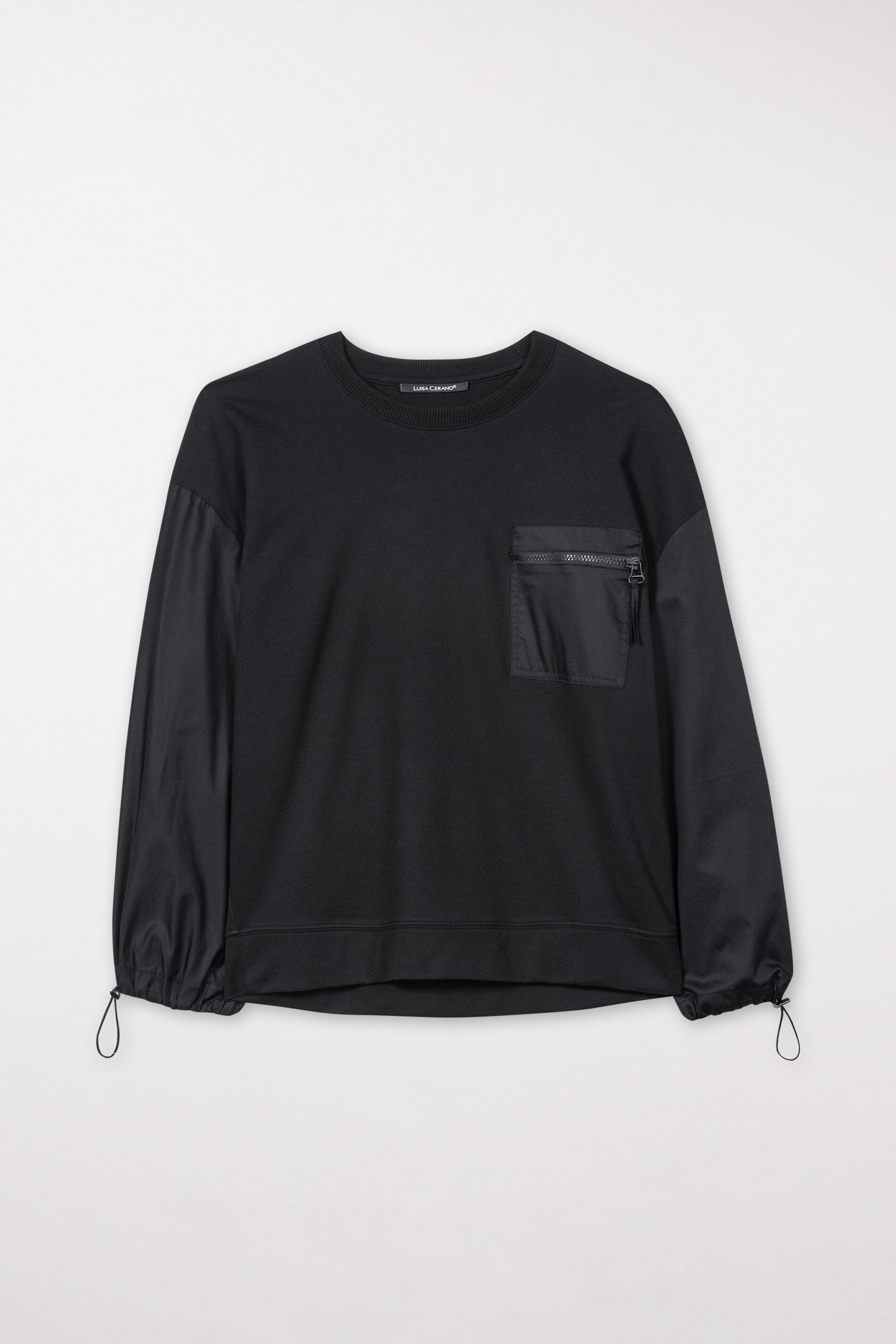 LUISA CERANO-OUTLET-SALE-Sweatshirt mit Brusttasche-Strick-34-black-by-ARCHIVIST