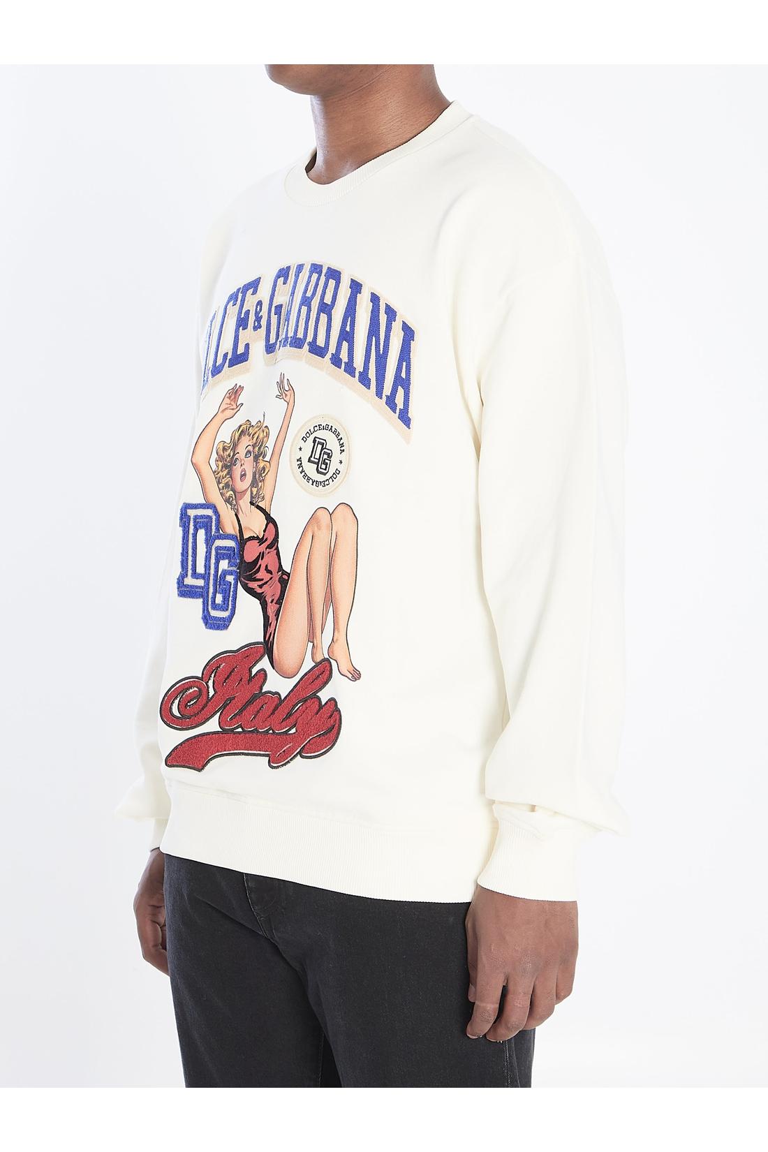 Dolce & Gabbana-OUTLET-SALE-Sweatshirt with Pin-up print-ARCHIVIST